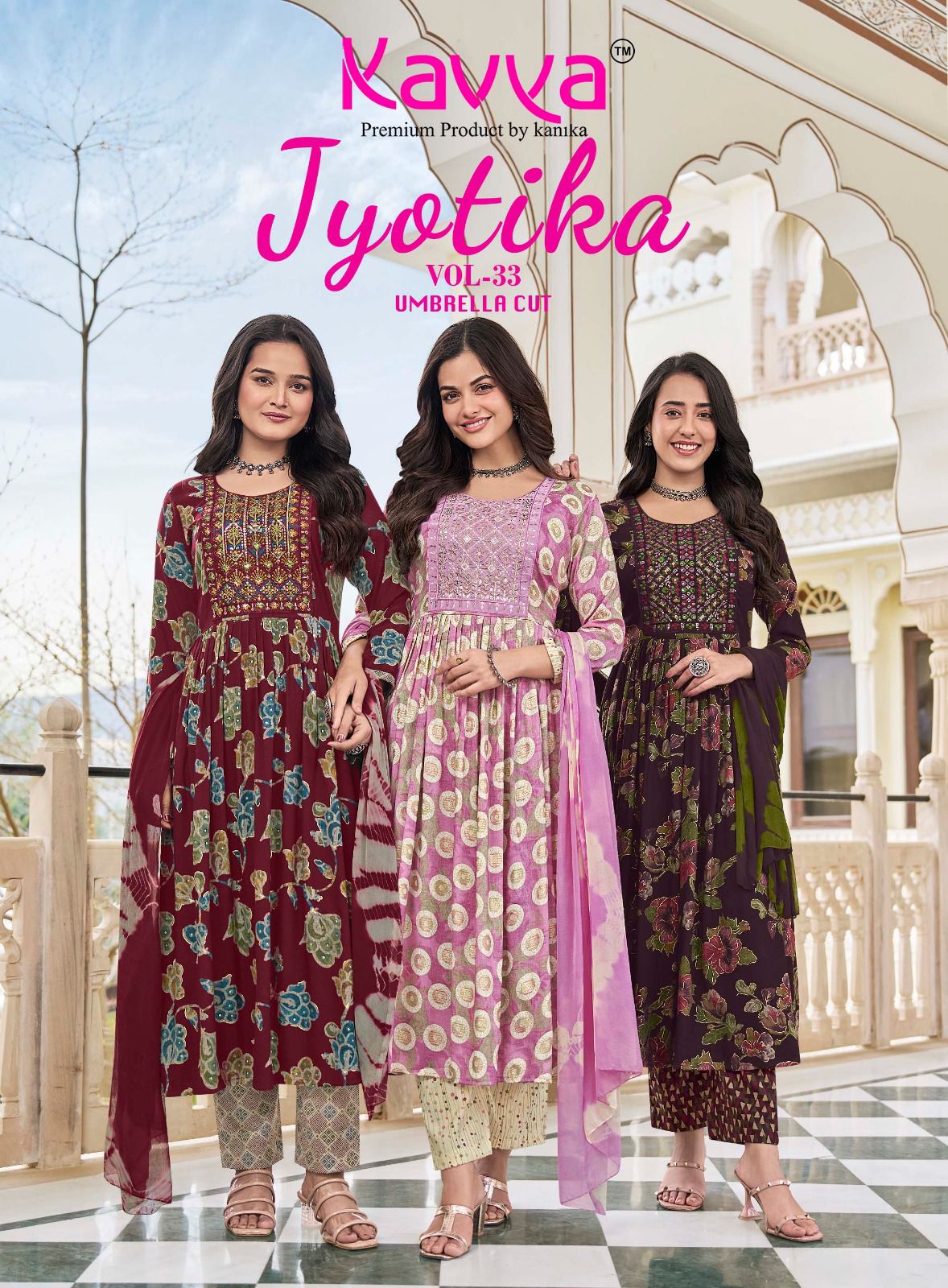 Kavya Jyotika Vol 33 Capsule Foil Printed Kurti Bottom With Dupatta