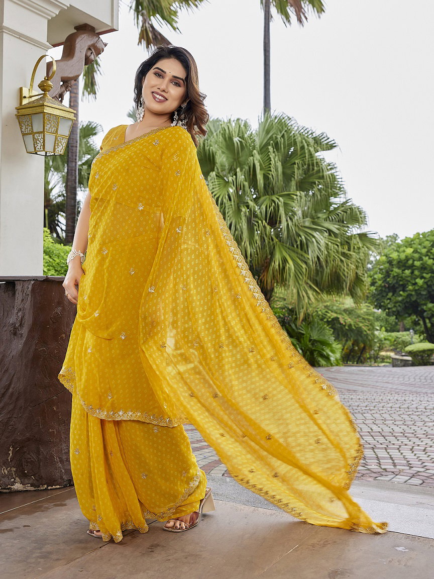 Mahek 223 Party Wear Bandhani Printed Georgette Saree with Un Stitched Blouse