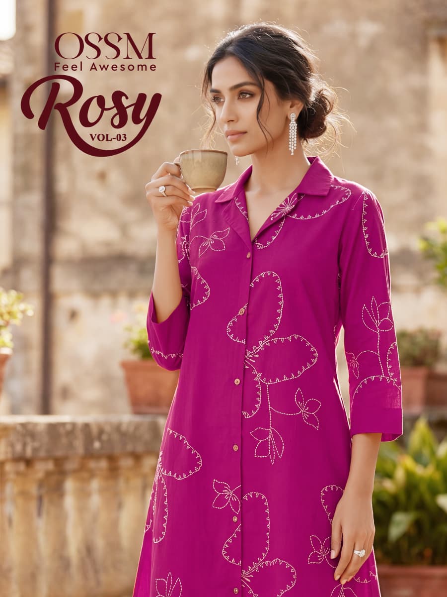 Ossm Rosy Vol 03 Cotton Dishcharge Printed Kurti With Bottom