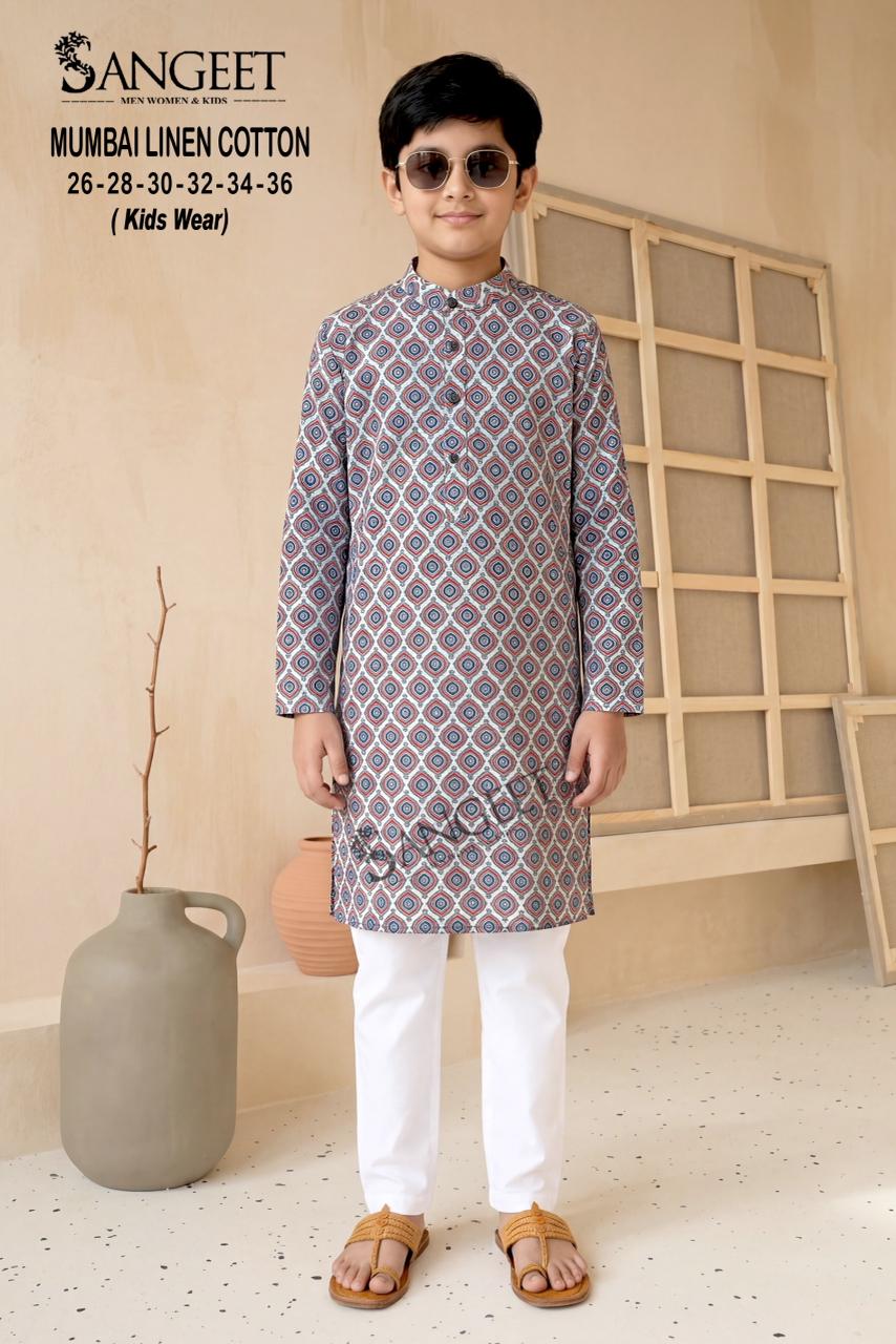 Sangeet Mumbai Linen Cotton Classic Rayon printed Kids Kurta Collection