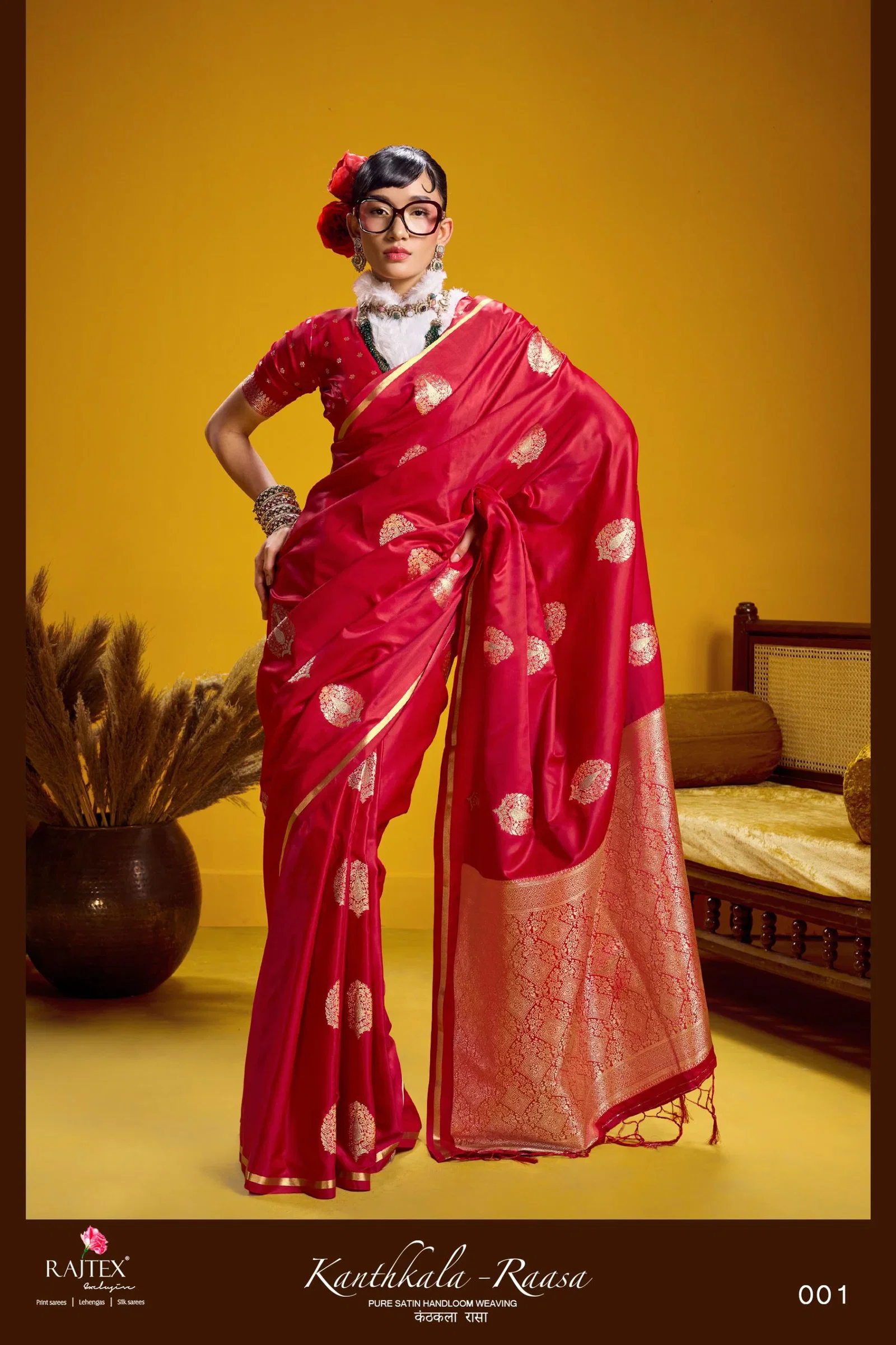 Rajtex Kanthkala Raasa Pure Satin Handloom Weaving Saree Collection
