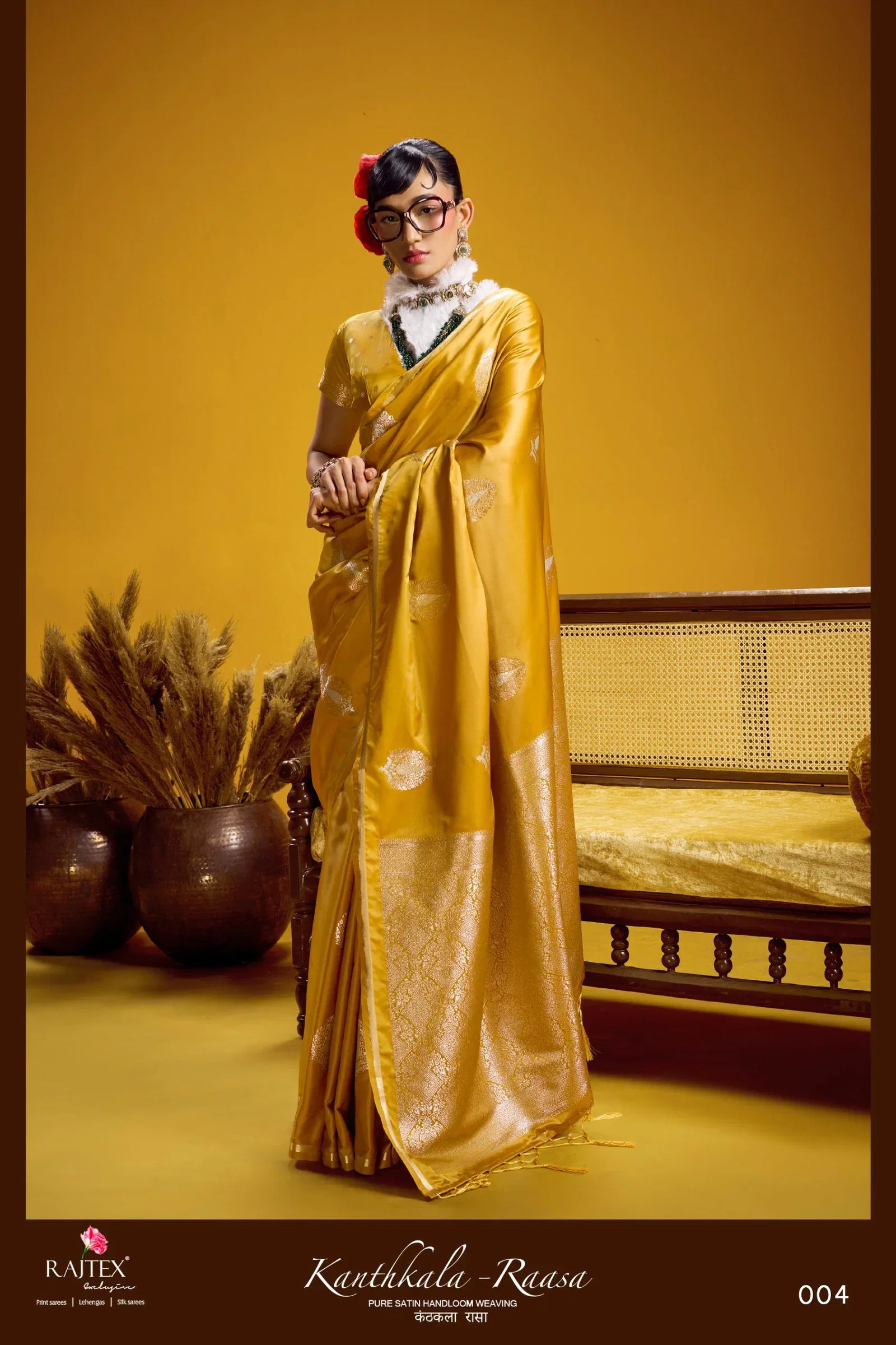 Rajtex Kanthkala Raasa Pure Satin Handloom Weaving Saree Collection