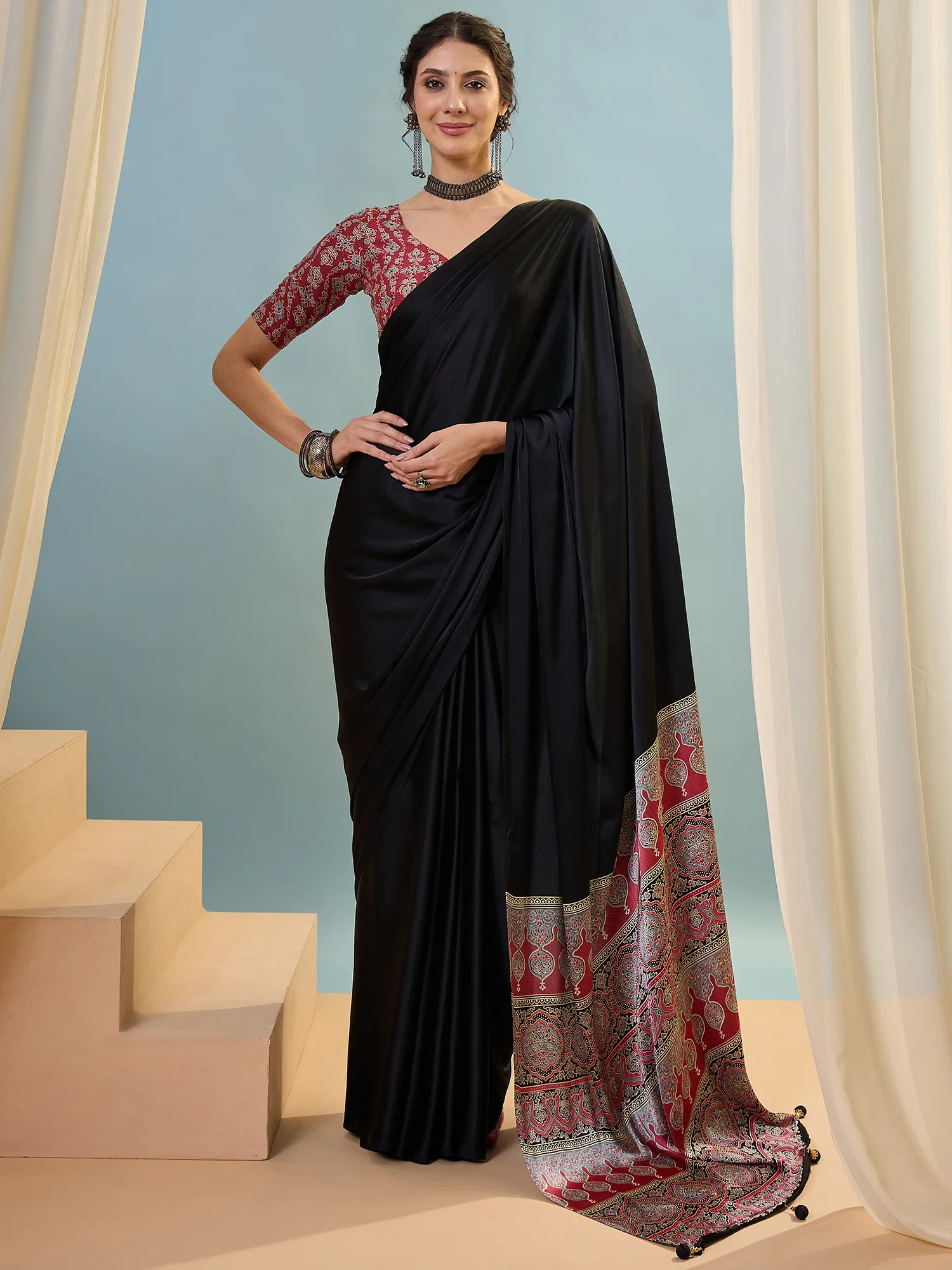 Lux Vol 22 Semi Modal Ajrakh Printed Saree Collection