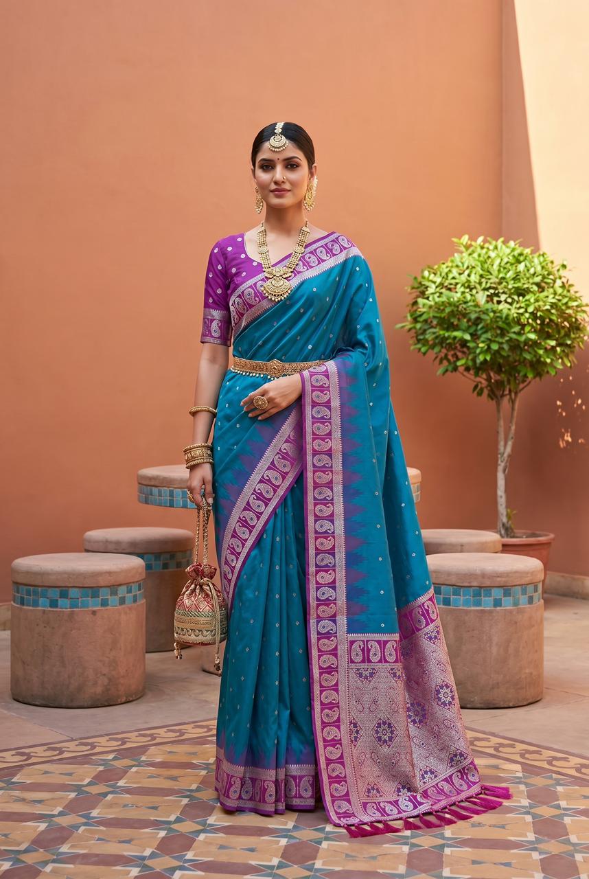 Lekha MN Double Mango Banarasi Silk Zari Weaving Saree