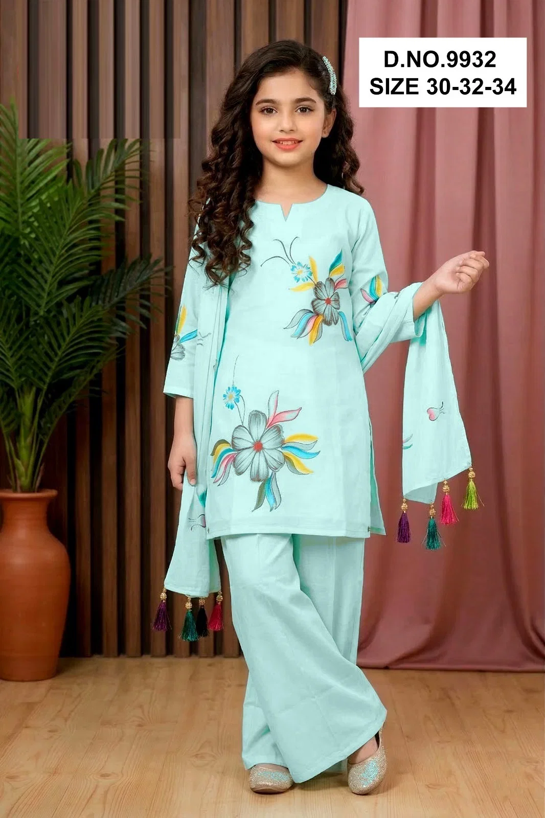 Simmi 9932 Roman Silk Hand Work Kurti Palazzo With Dupatta