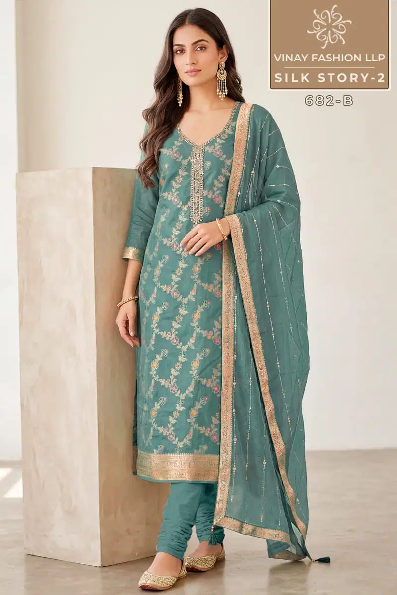 Vinay Kuleesh Silk Story Vol 2 Gerogette Silk Embroidered Salwar Kameez