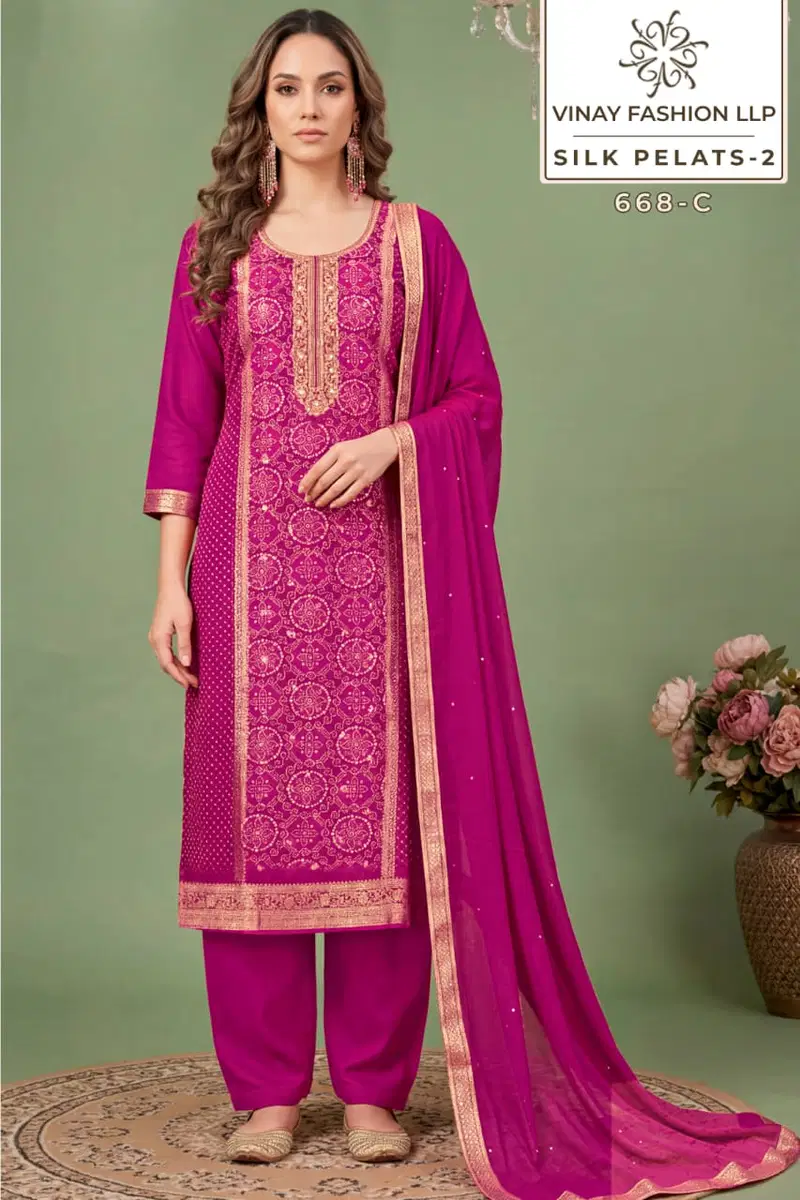 Vinay Kuleesh Silk Petals Vol 2 Russian Silk Hand Worked Salwar Kameez Collection