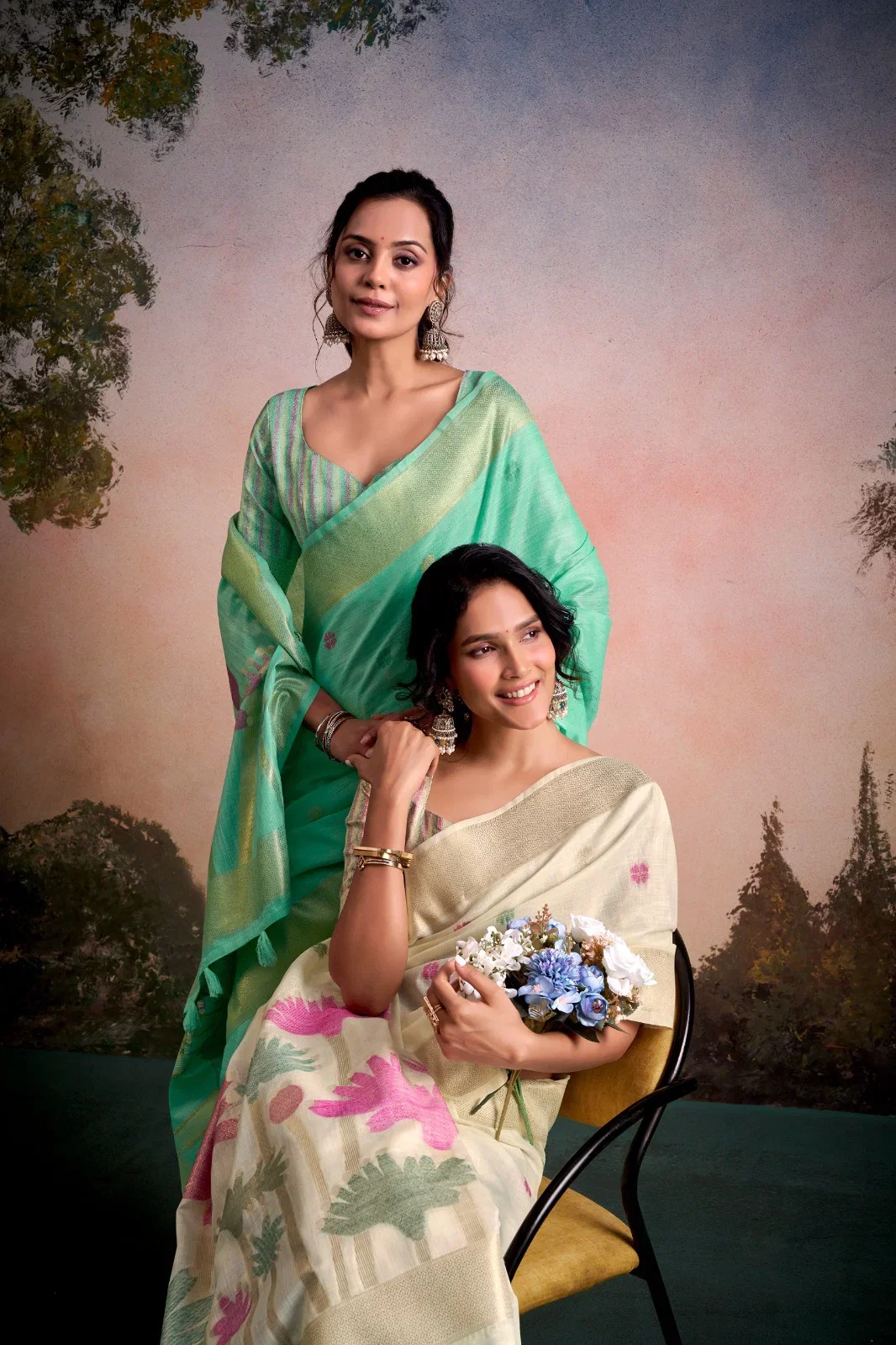 Rajpath Soloni Linen Silk Flower Printed Saree Collection