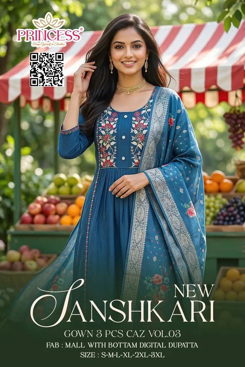 Princess New Sanshkari Mal Chanderi Anarkali Kurti Set Collection