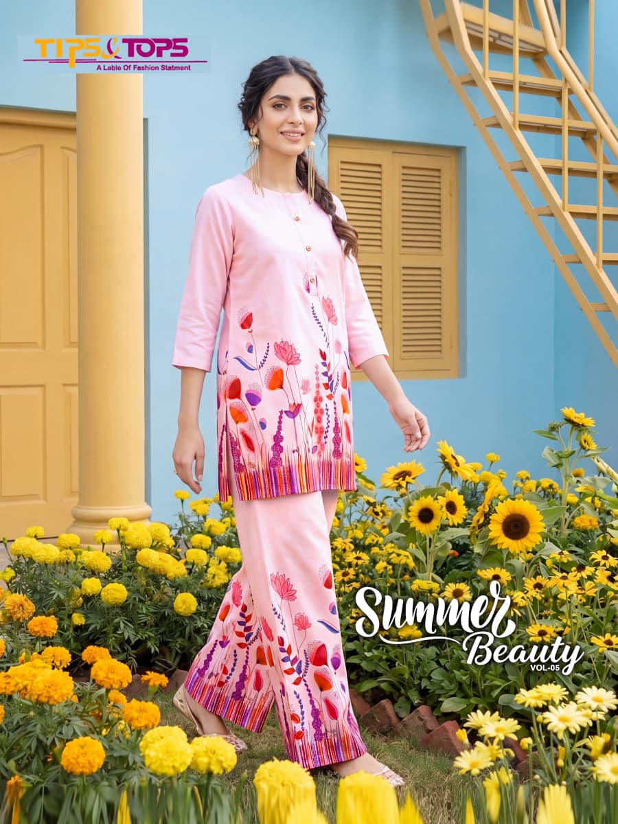 Tips And Tops Summer Beauty Vol 5 Rayon Printed Co Ord Set Collection