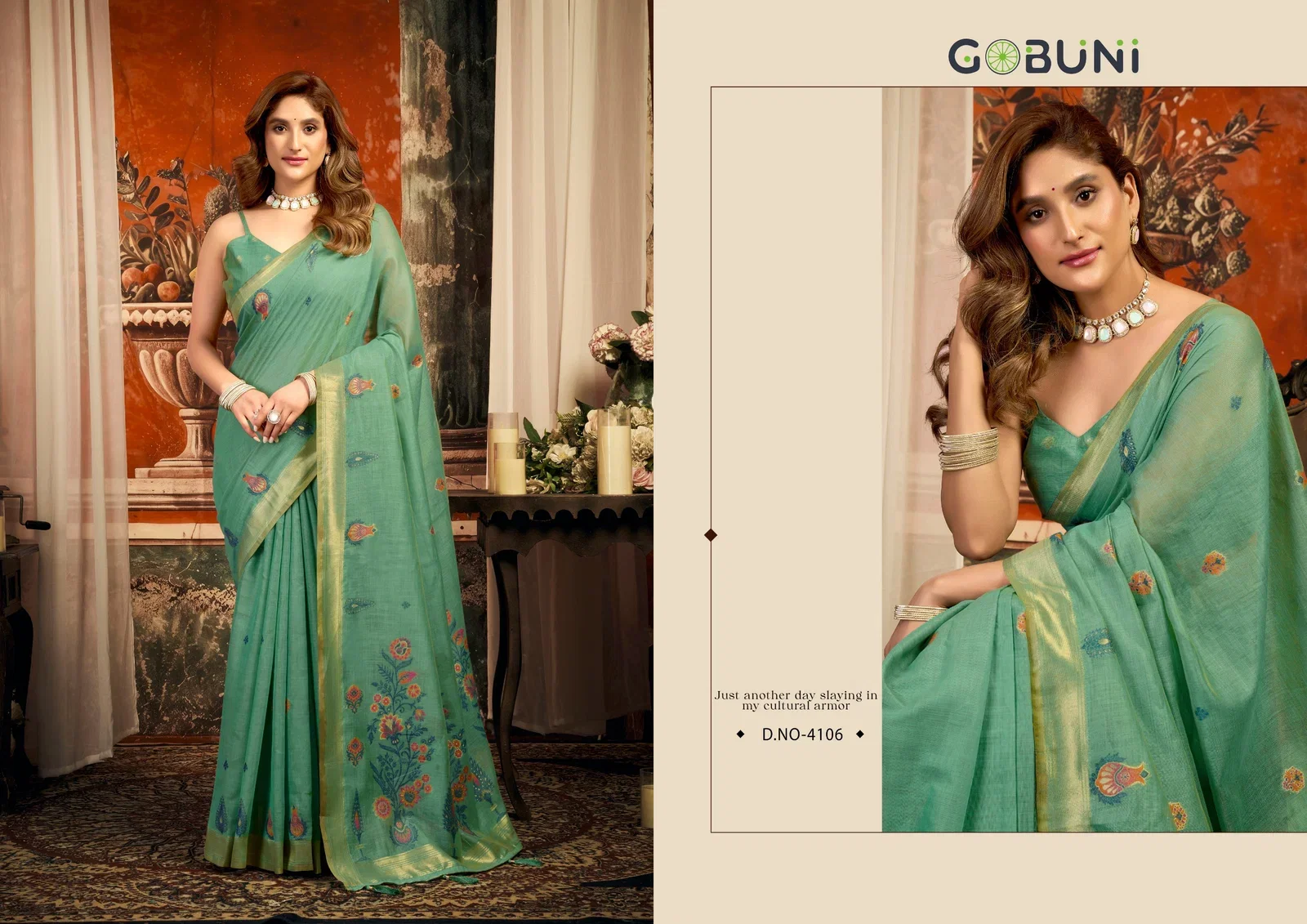 Gobuni Sejal Mal Cotton Zari Border Festival Wear Saree Collection