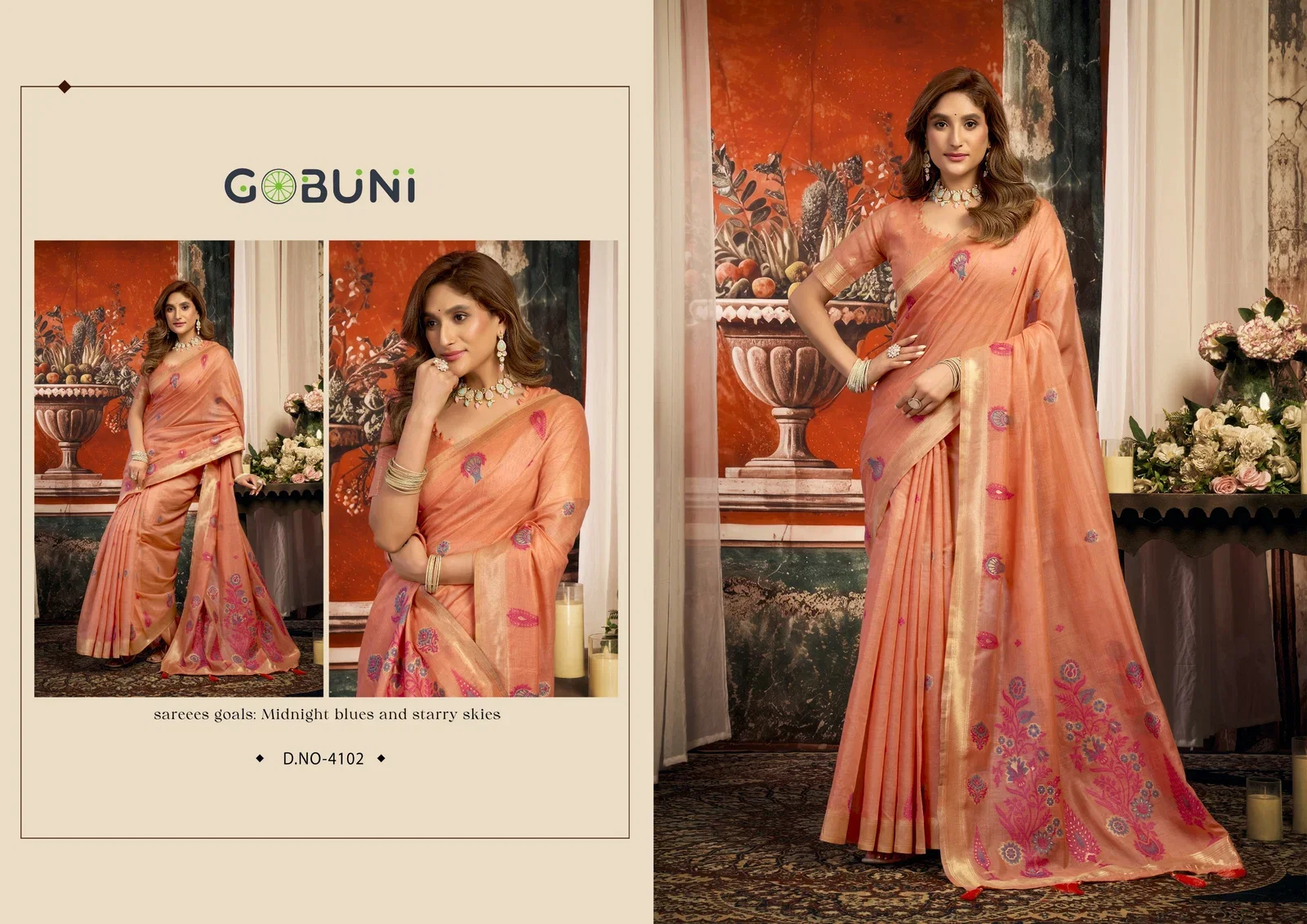 Gobuni Sejal Mal Cotton Zari Border Festival Wear Saree Collection