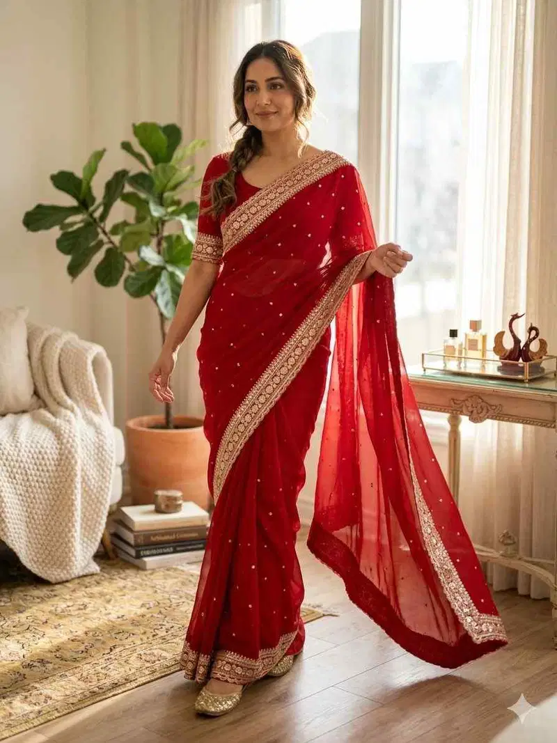 Kc 2119 Pure Georgette Sequence Worked Premium Saree Collection