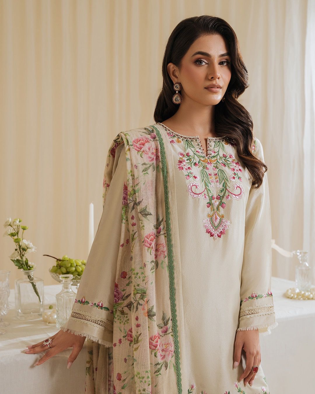 Lekha Ladlo 015 Pur Natural Crepe With Embroidery With Fancy Belly Sleeves Readymade