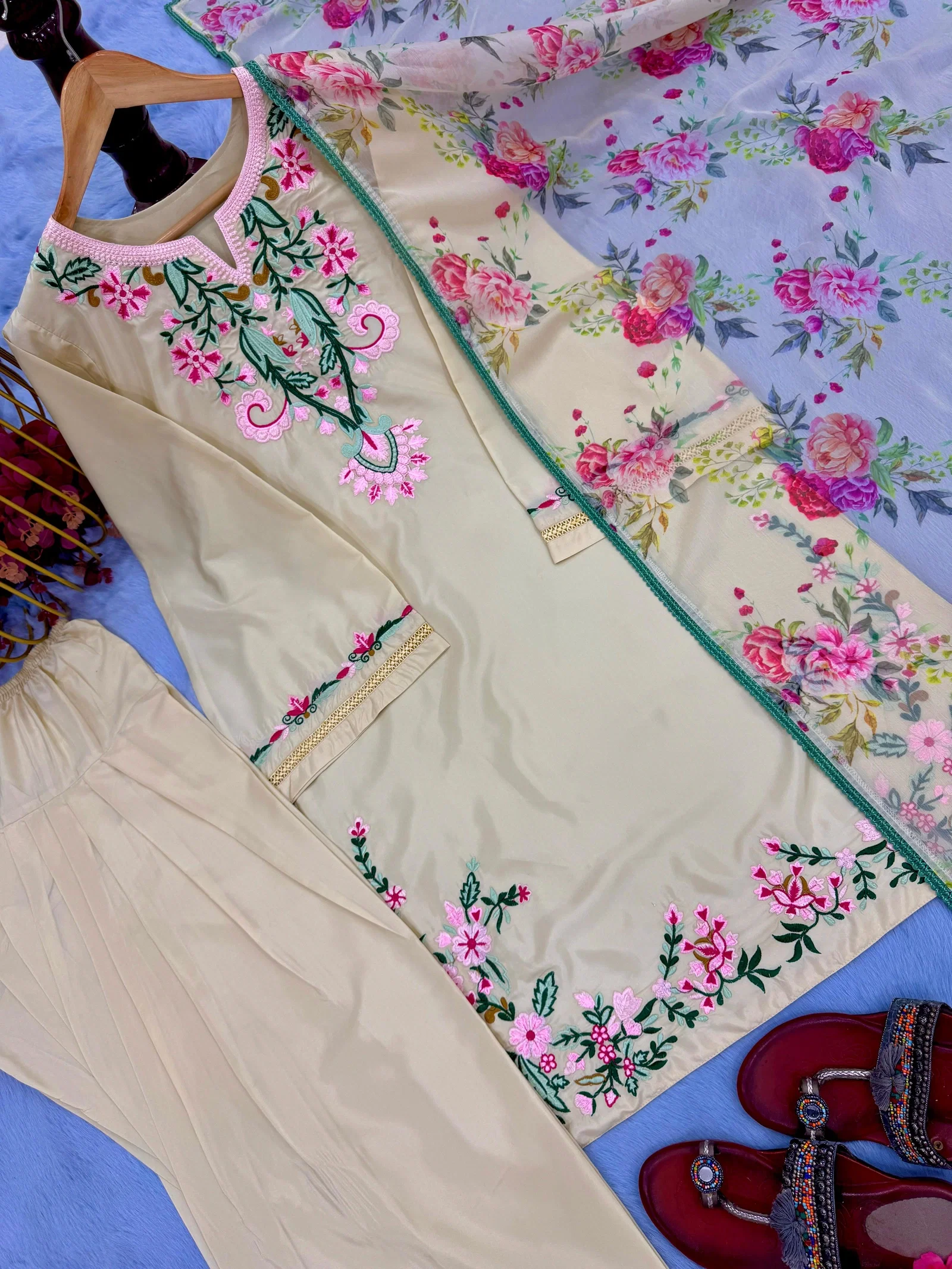 Lekha Ladlo 015 Pur Natural Crepe With Embroidery With Fancy Belly Sleeves Readymade