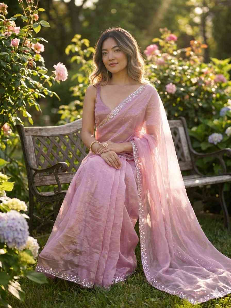 Kc 882 Twill Net Beeds Worked Designer Saree Collection