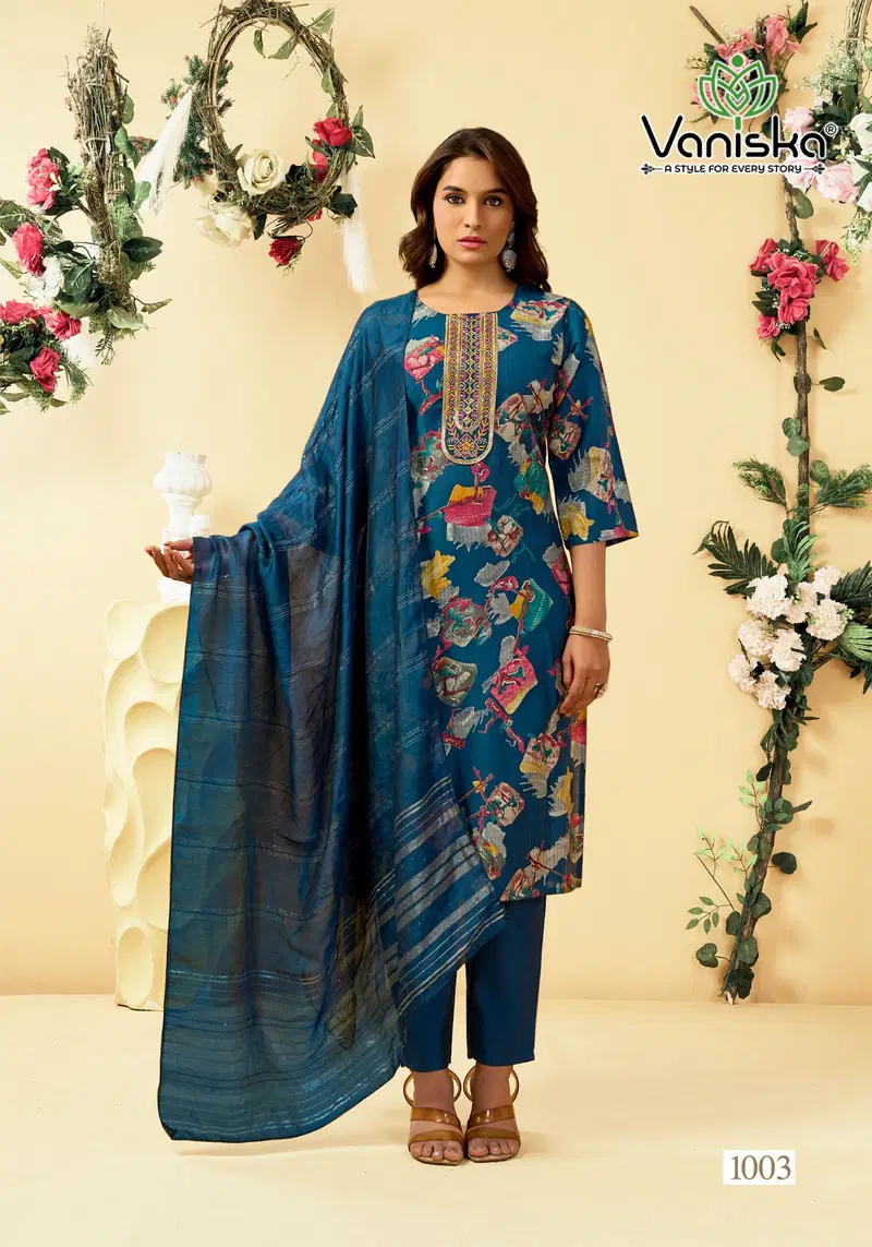 Vaniska Fashion Falak Vol 1 Barlin Silk Printed Top Bottom And Dupatta