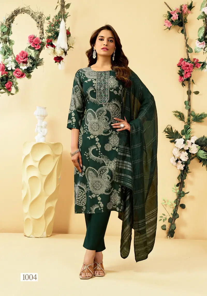 Vaniska Fashion Falak Vol 1 Barlin Silk Printed Top Bottom And Dupatta