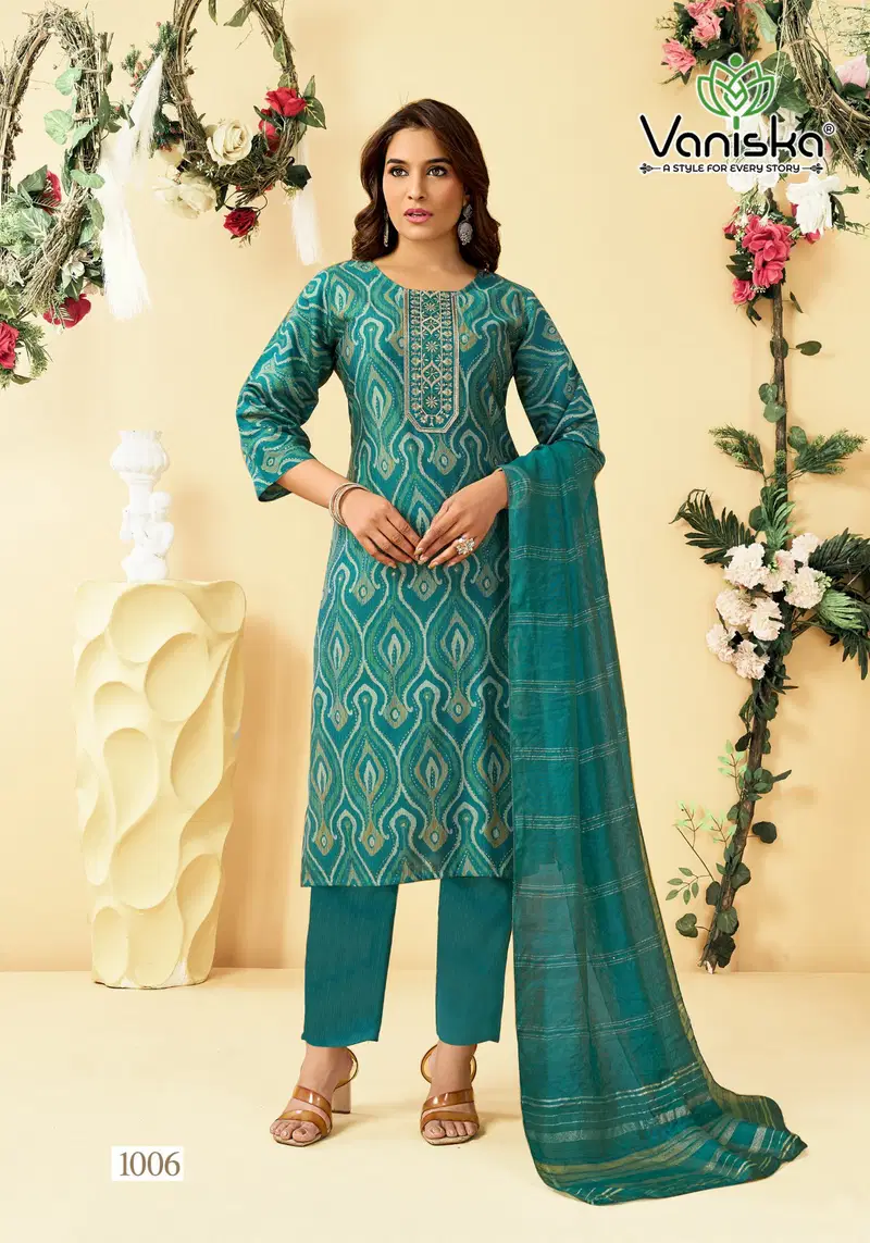 Vaniska Fashion Falak Vol 1 Barlin Silk Printed Top Bottom And Dupatta