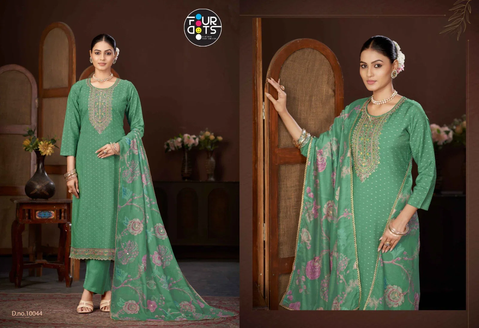 Four Dots Shree Muslin With Heavy Worked Dress Material