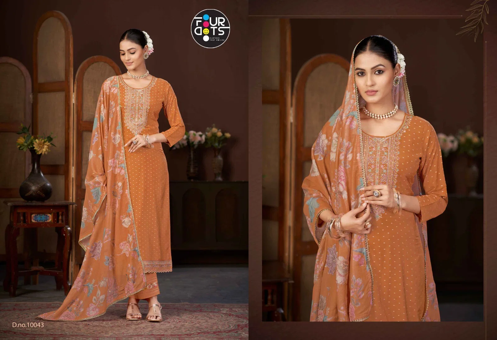 Four Dots Shree Muslin With Heavy Worked Dress Material