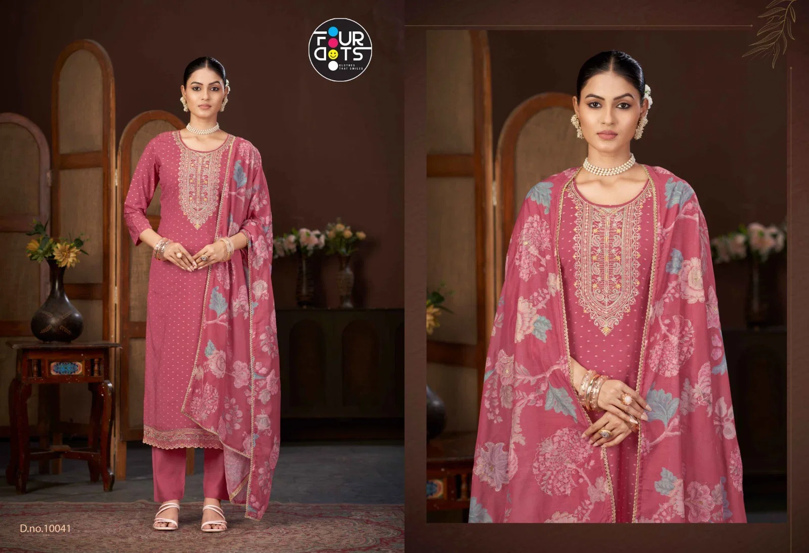 Four Dots Shree Muslin With Heavy Worked Dress Material