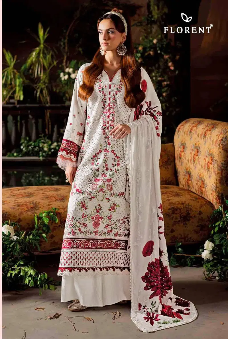 Florent 1084 A To D Cambric Cotton Embroidered Salwar Kameez Collection