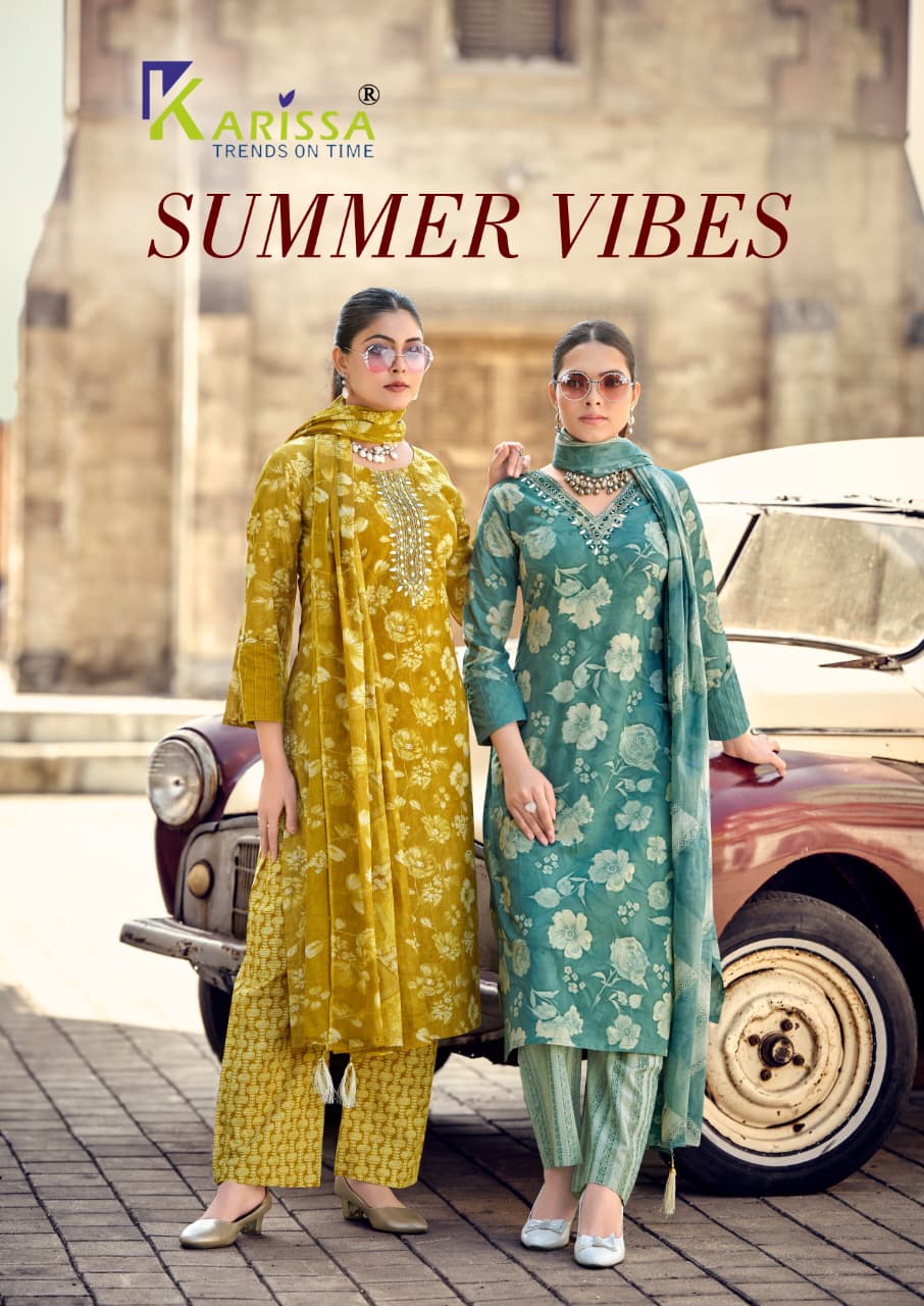 Karissa Summer Vibes Cotton With Manual Mirror Work Kurti With Bottom Dupatta
