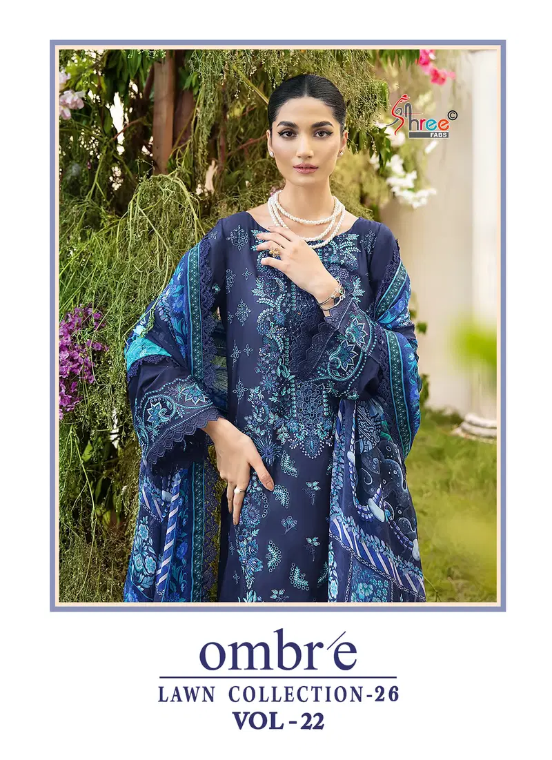 Shree Ombre Lawn Collection 26 Vol 22 Chiffon Dupatta Cotton Salwar Kameez