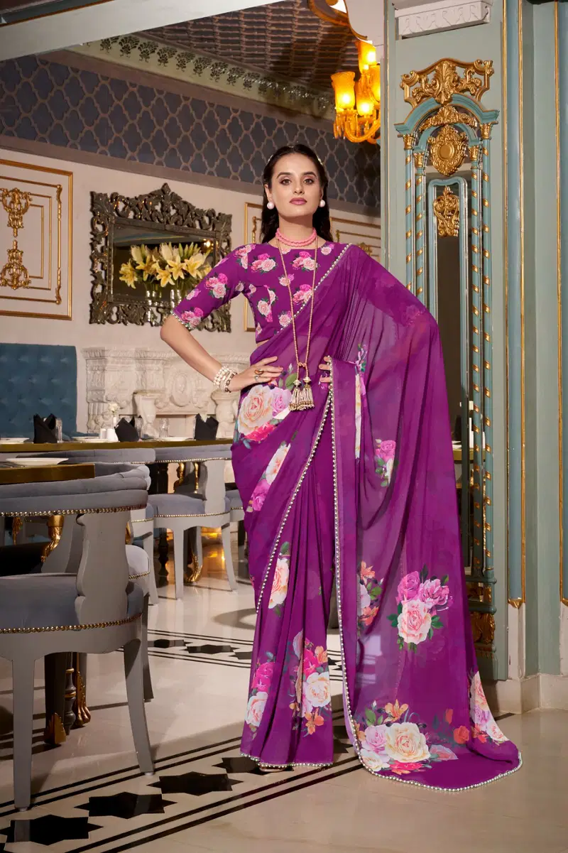 Taraa L 7007 Georgette Printed Casual Wear Saree Collection