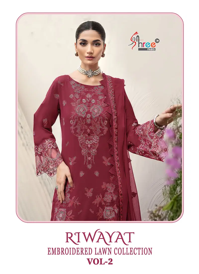 Shree Riwayat Embroidered Lawn Collection Vol 2 Kota Dupatta Cotton Salwar Suit