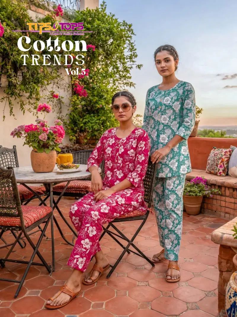 Tips And Tops Cotton Trends Vol 5 Cotton Printed Co Ords Set Collection