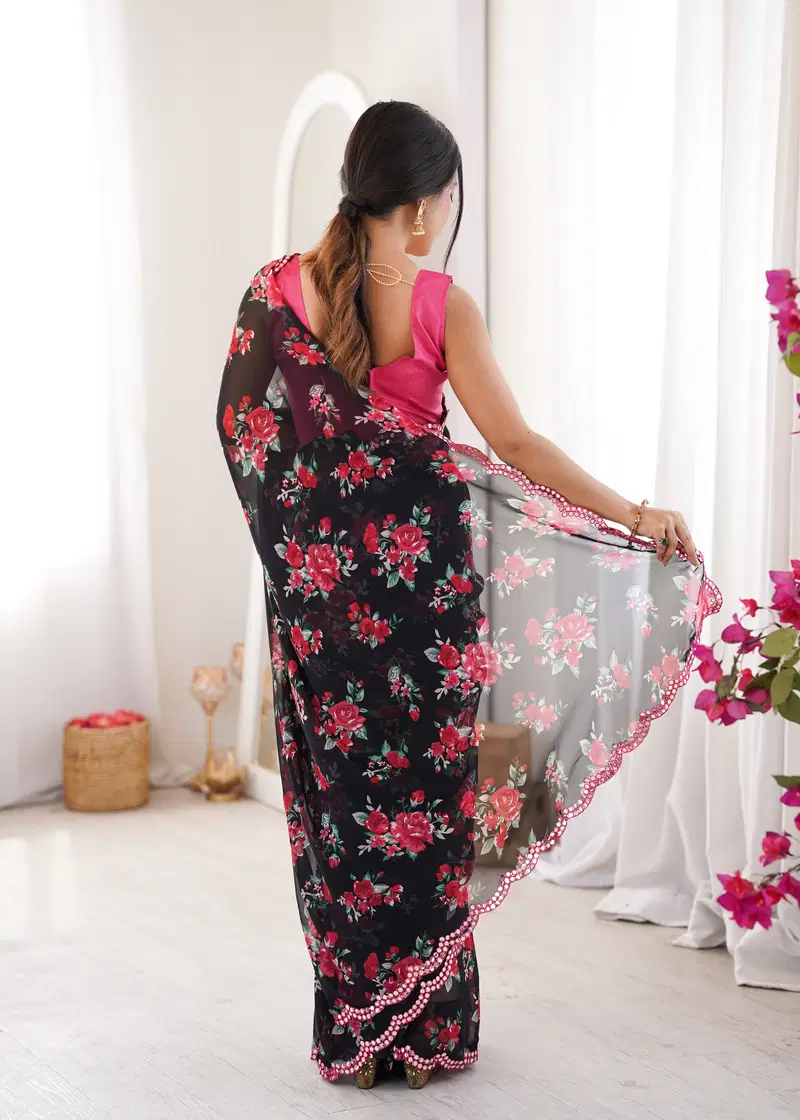Jainam Vol 1 Heavy Georgette Floral Printed Saree Collection