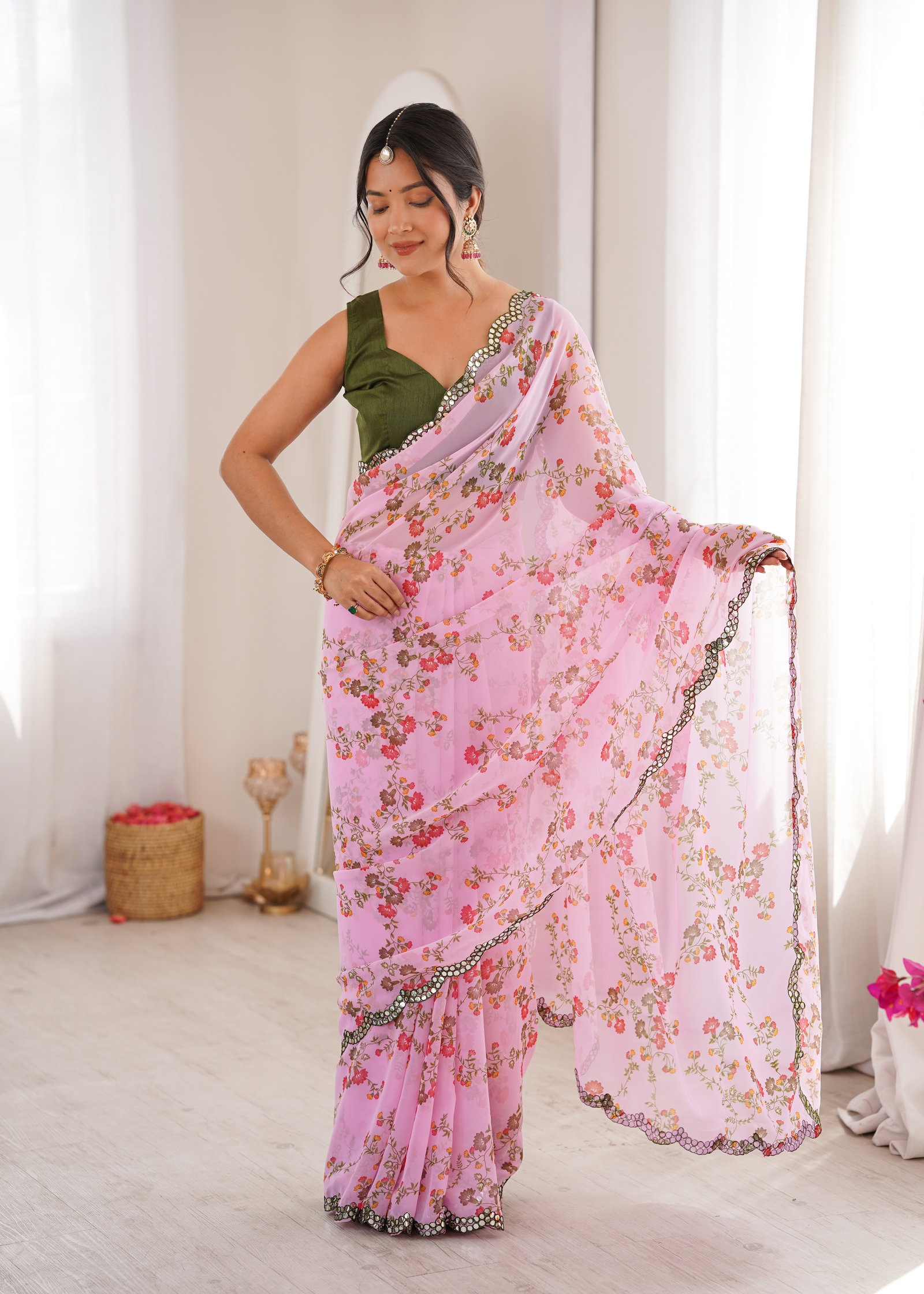 Jainam Vol 1 Heavy Georgette Floral Printed Saree Collection