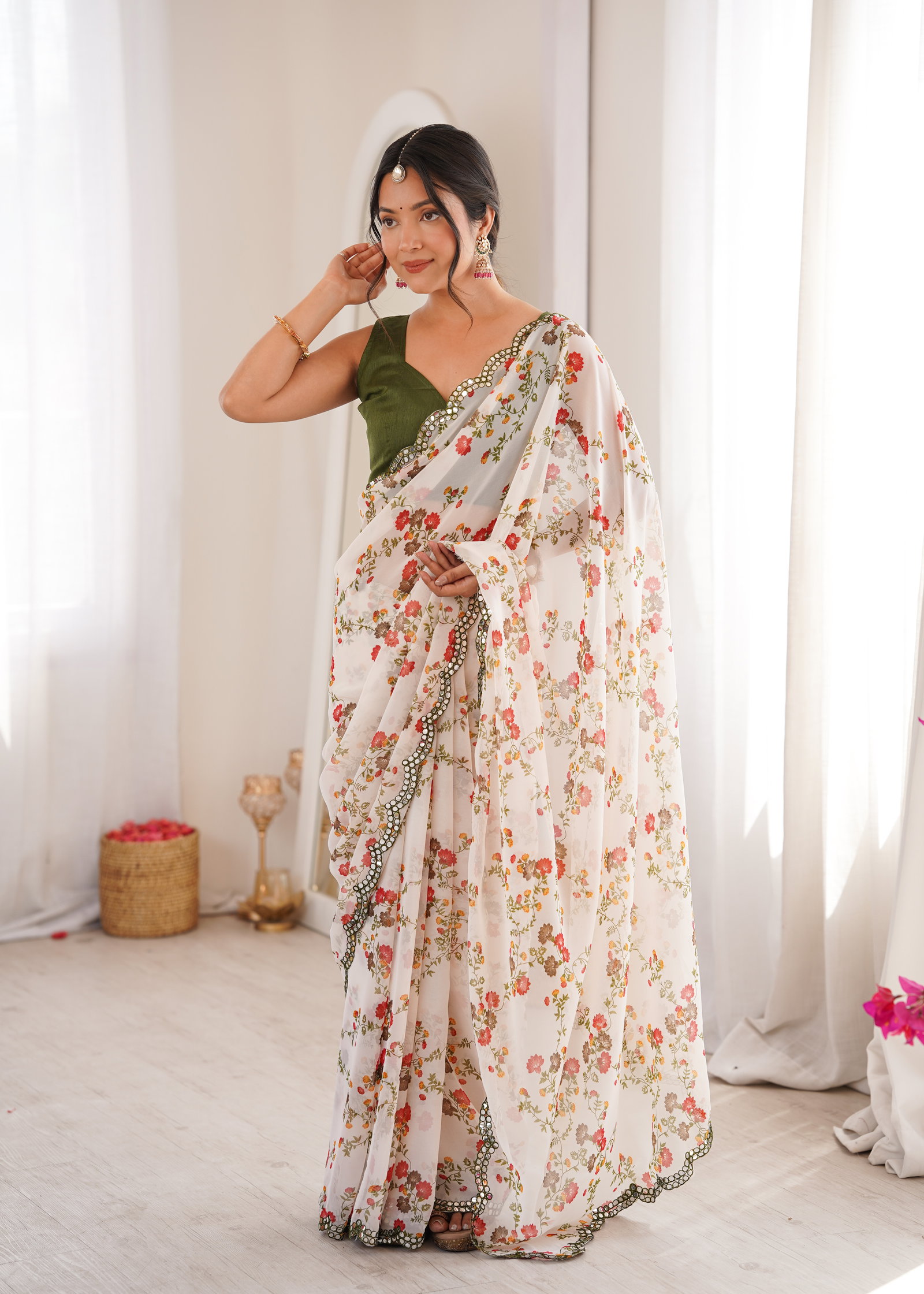 Jainam Vol 1 Heavy Georgette Floral Printed Saree Collection