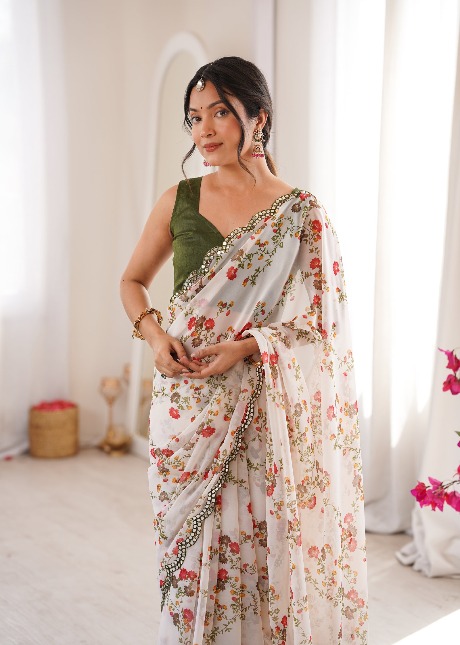 Jainam Vol 1 Heavy Georgette Floral Printed Saree Collection