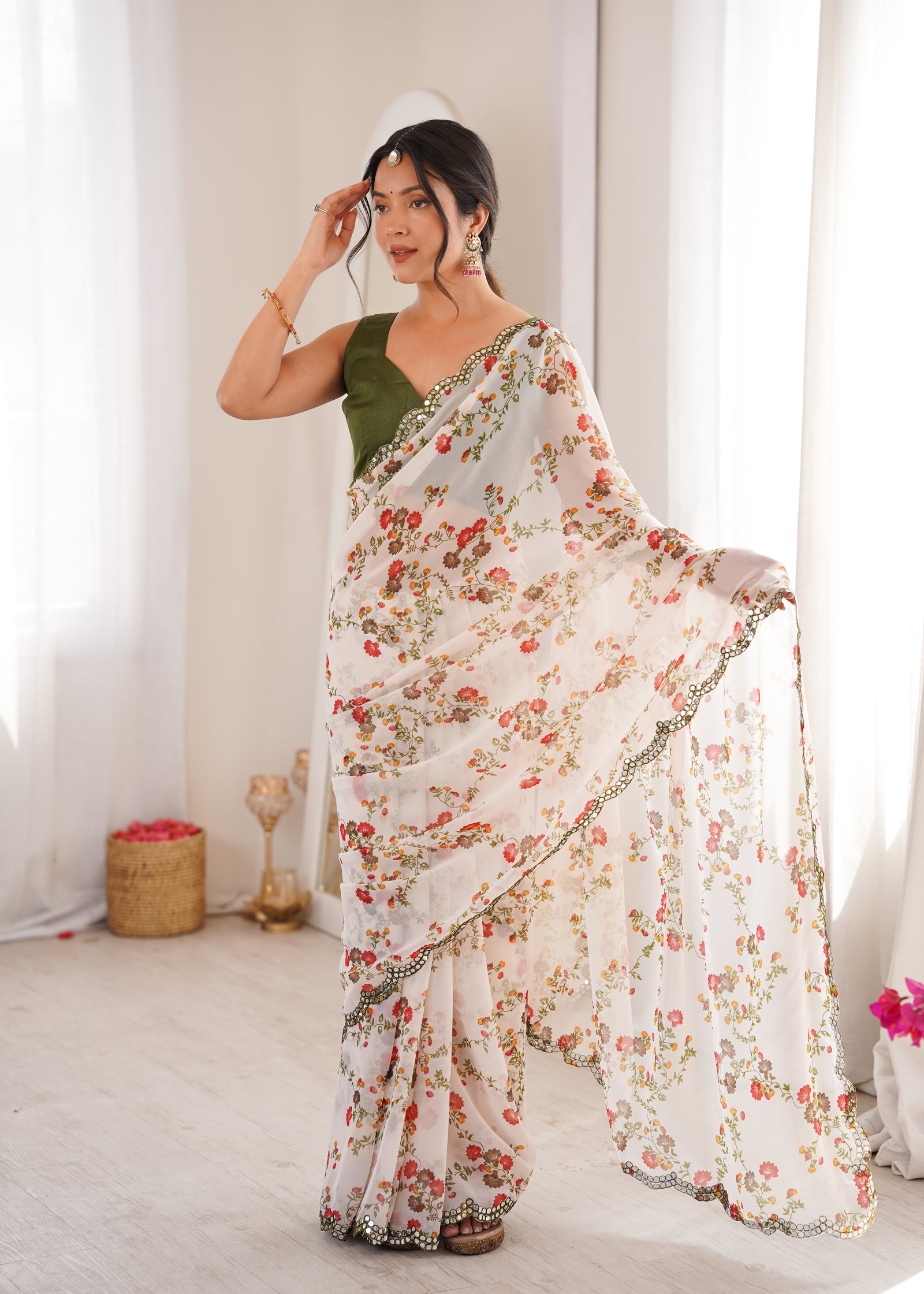 Jainam Vol 1 Heavy Georgette Floral Printed Saree Collection