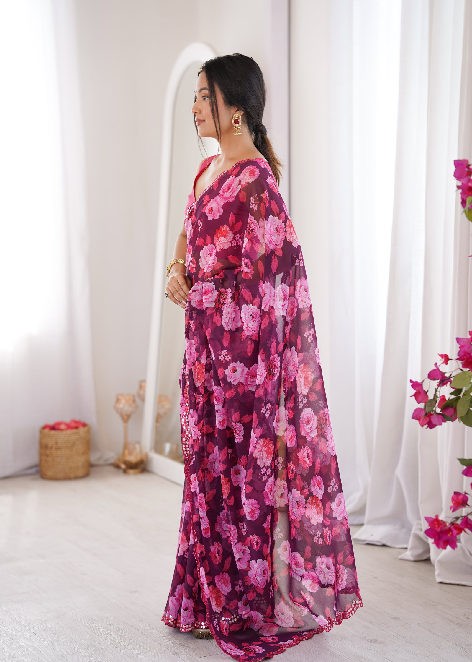Jainam Vol 1 Heavy Georgette Floral Printed Saree Collection