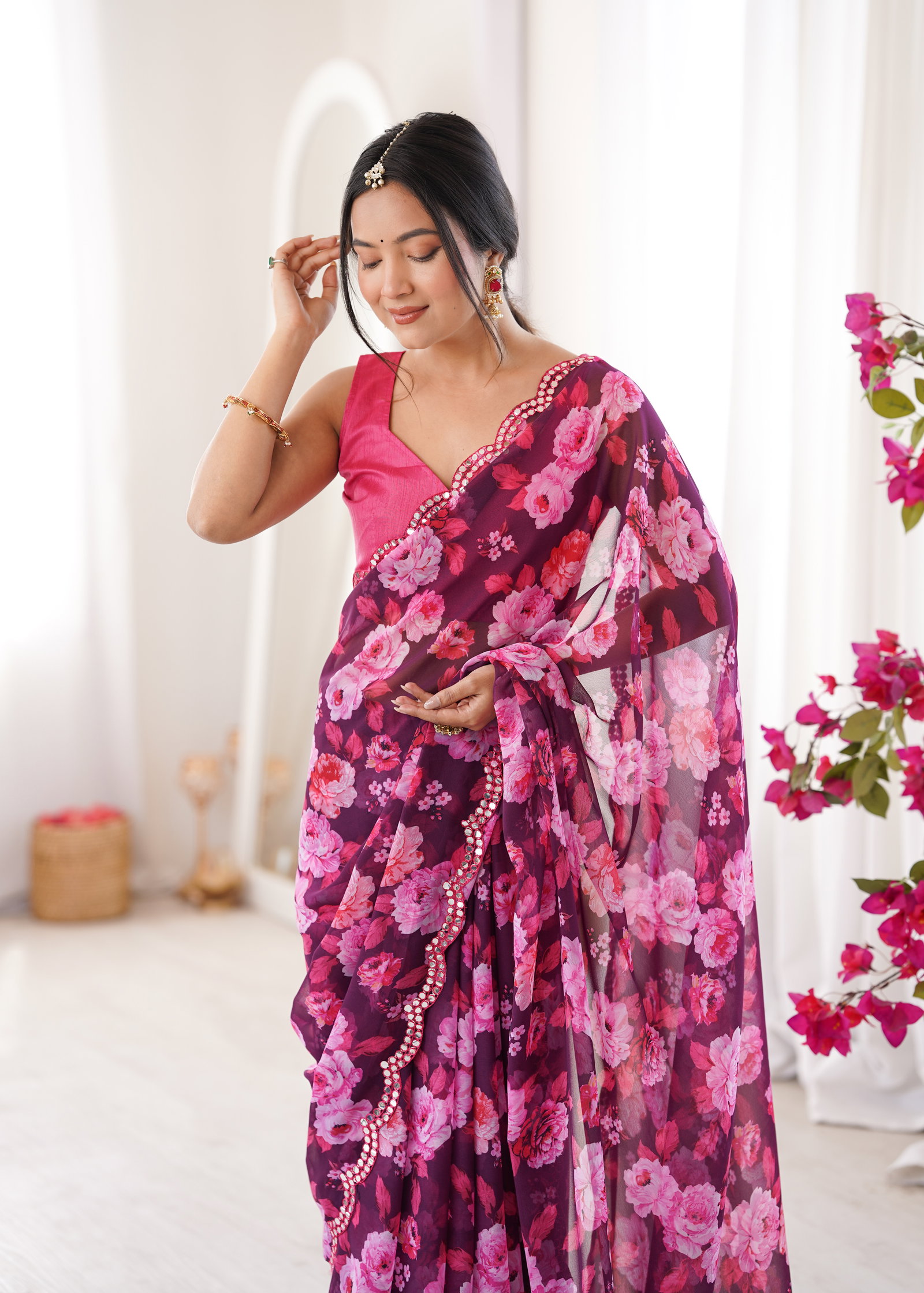 Jainam Vol 1 Heavy Georgette Floral Printed Saree Collection