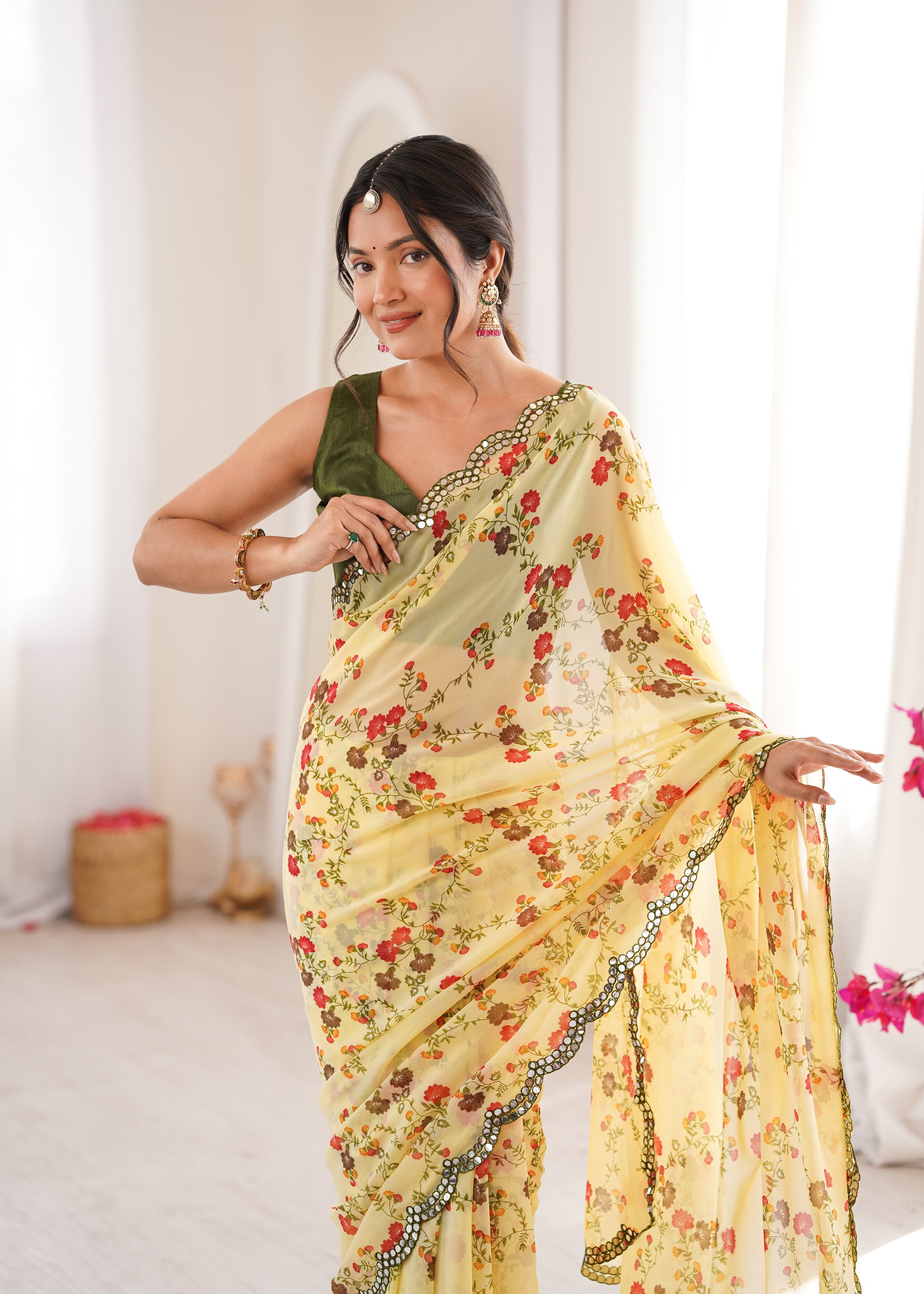 Jainam Vol 1 Heavy Georgette Floral Printed Saree Collection