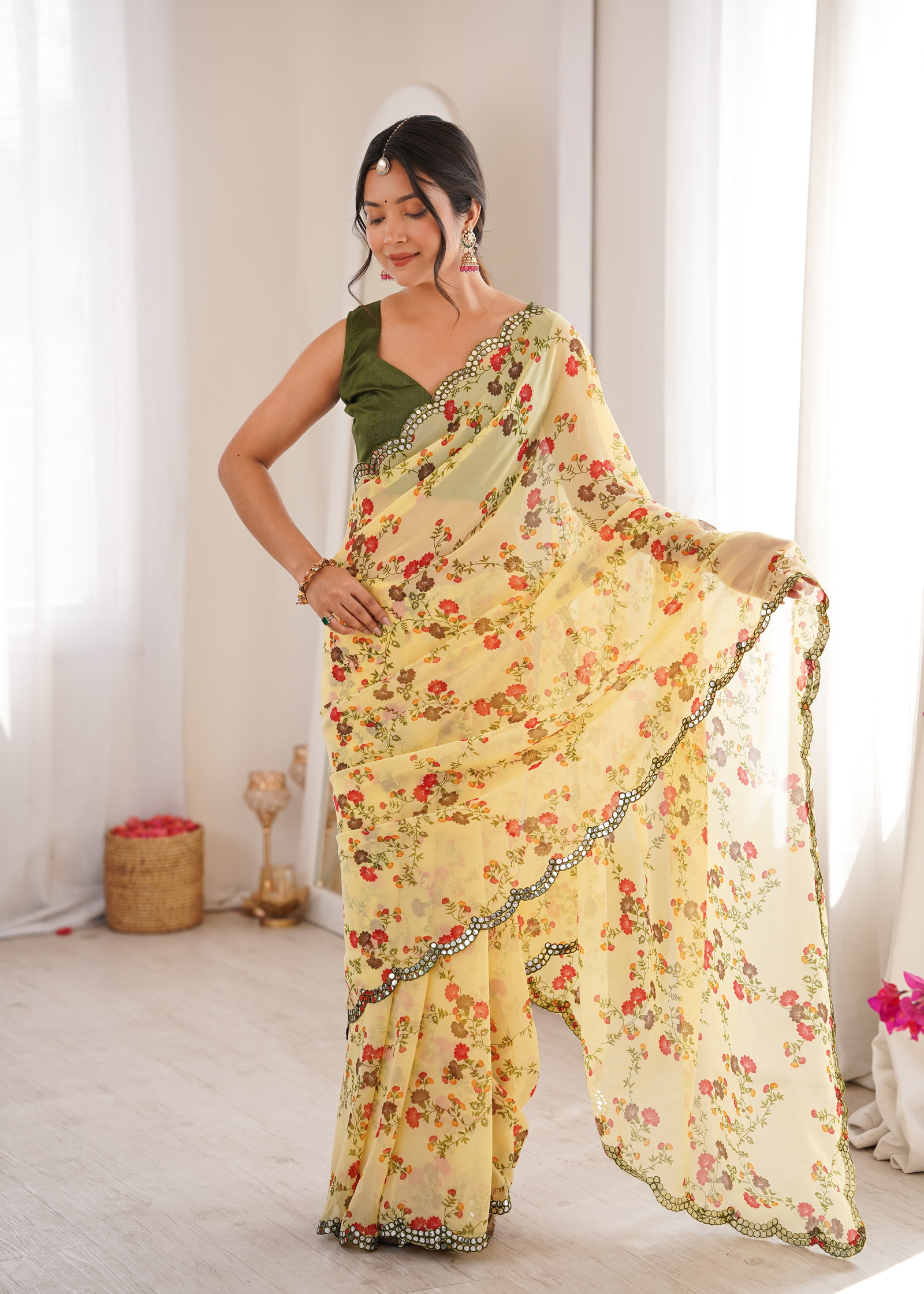 Jainam Vol 1 Heavy Georgette Floral Printed Saree Collection