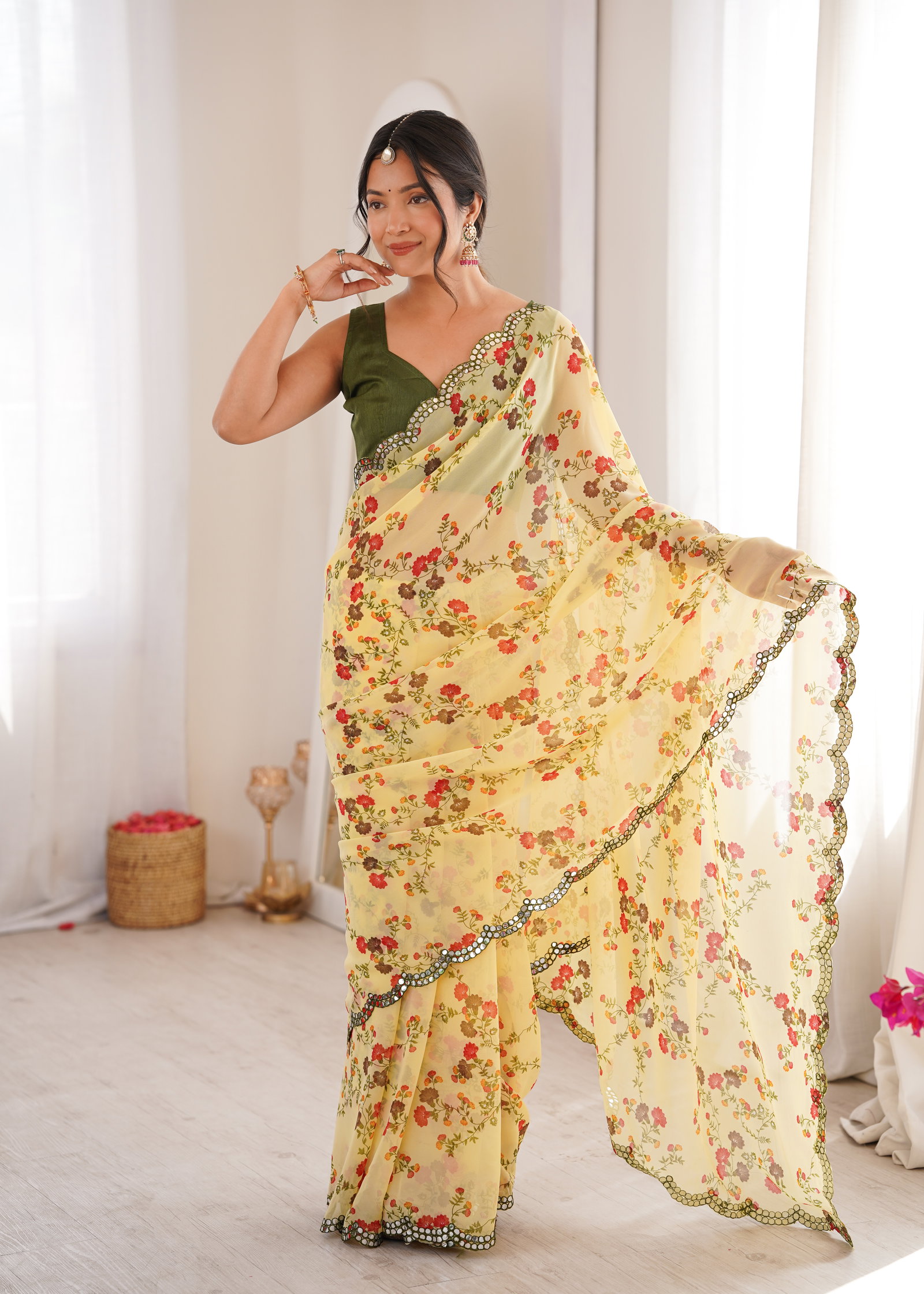 Jainam Vol 1 Heavy Georgette Floral Printed Saree Collection