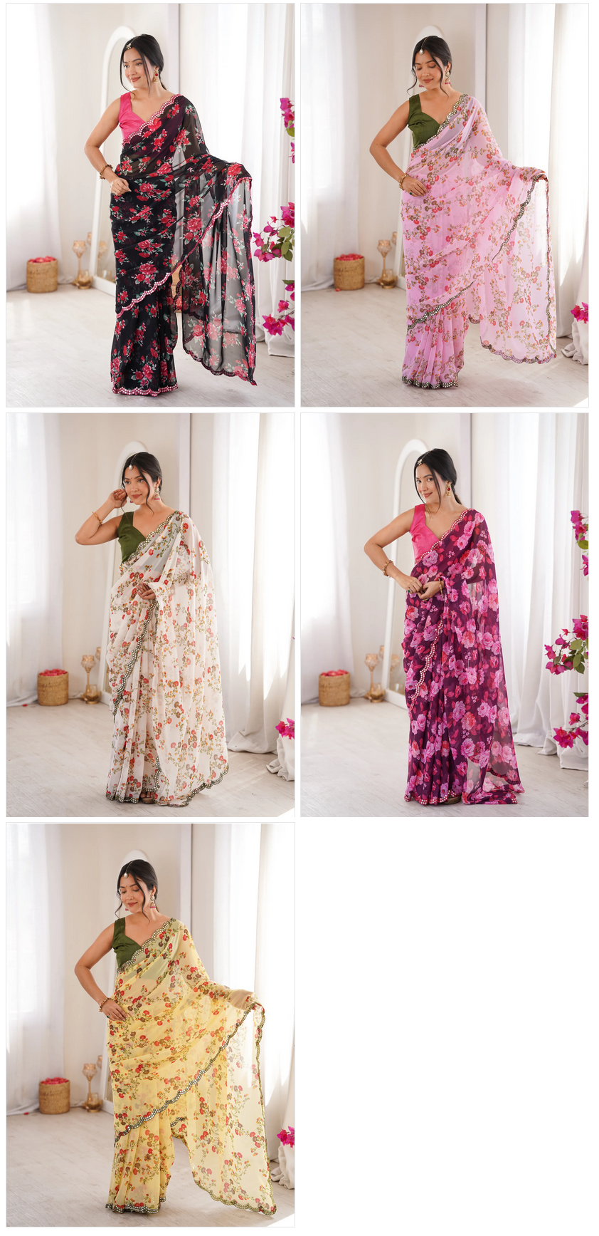 Jainam Vol 1 Heavy Georgette Floral Printed Saree Collection