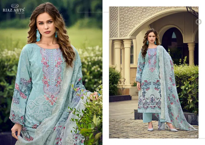 Riaz Art Himsa Cotton Cambric Print With Embroidered Dress Material