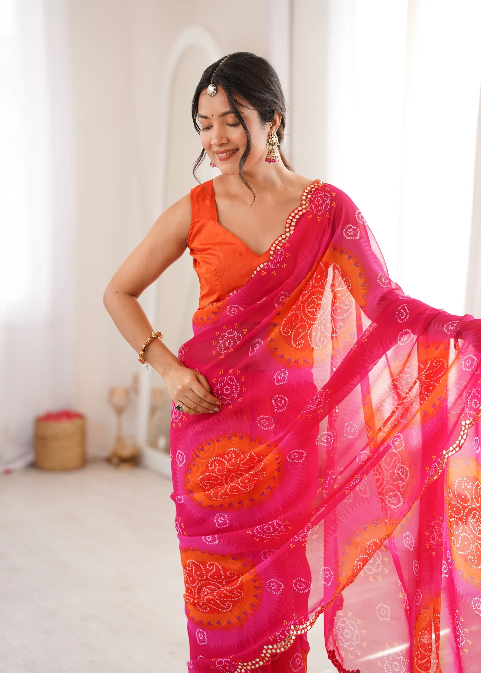 Keri Vol 1 Heavy Georgette Bandhani Keri Printed Saree Collection