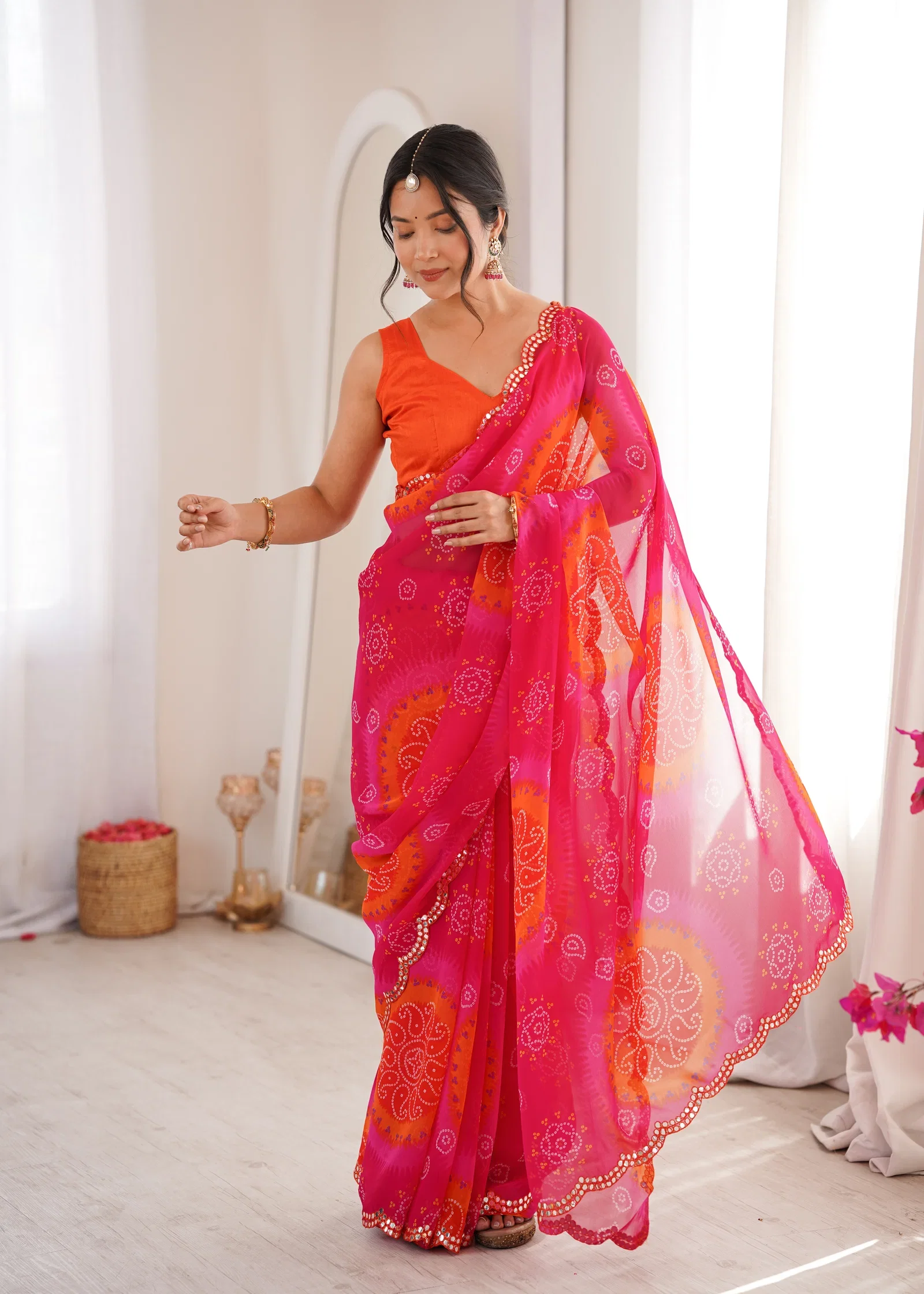 Keri Vol 1 Heavy Georgette Bandhani Keri Printed Saree Collection