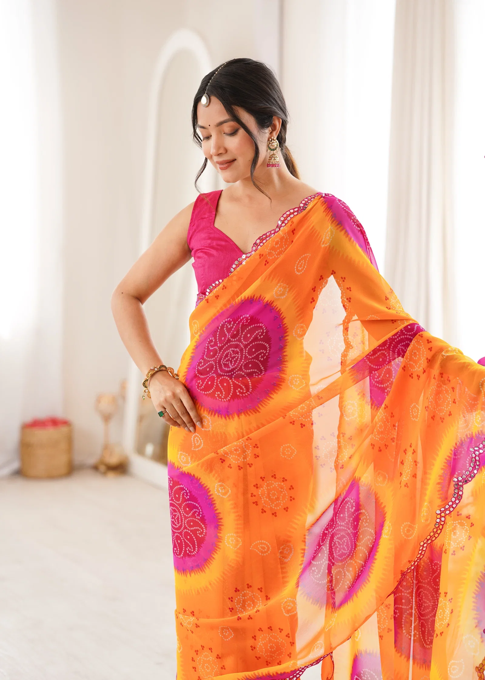 Keri Vol 1 Heavy Georgette Bandhani Keri Printed Saree Collection