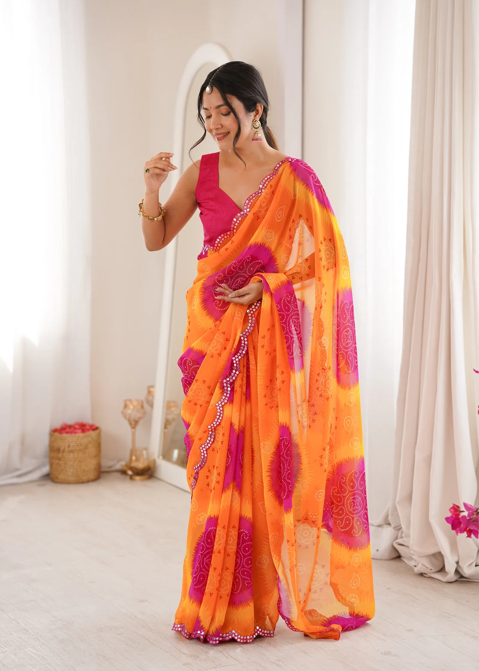 Keri Vol 1 Heavy Georgette Bandhani Keri Printed Saree Collection