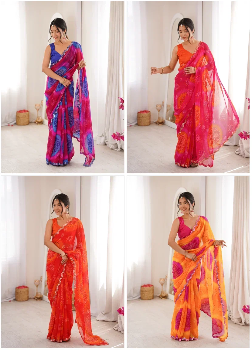 Keri Vol 1 Heavy Georgette Bandhani Keri Printed Saree Collection