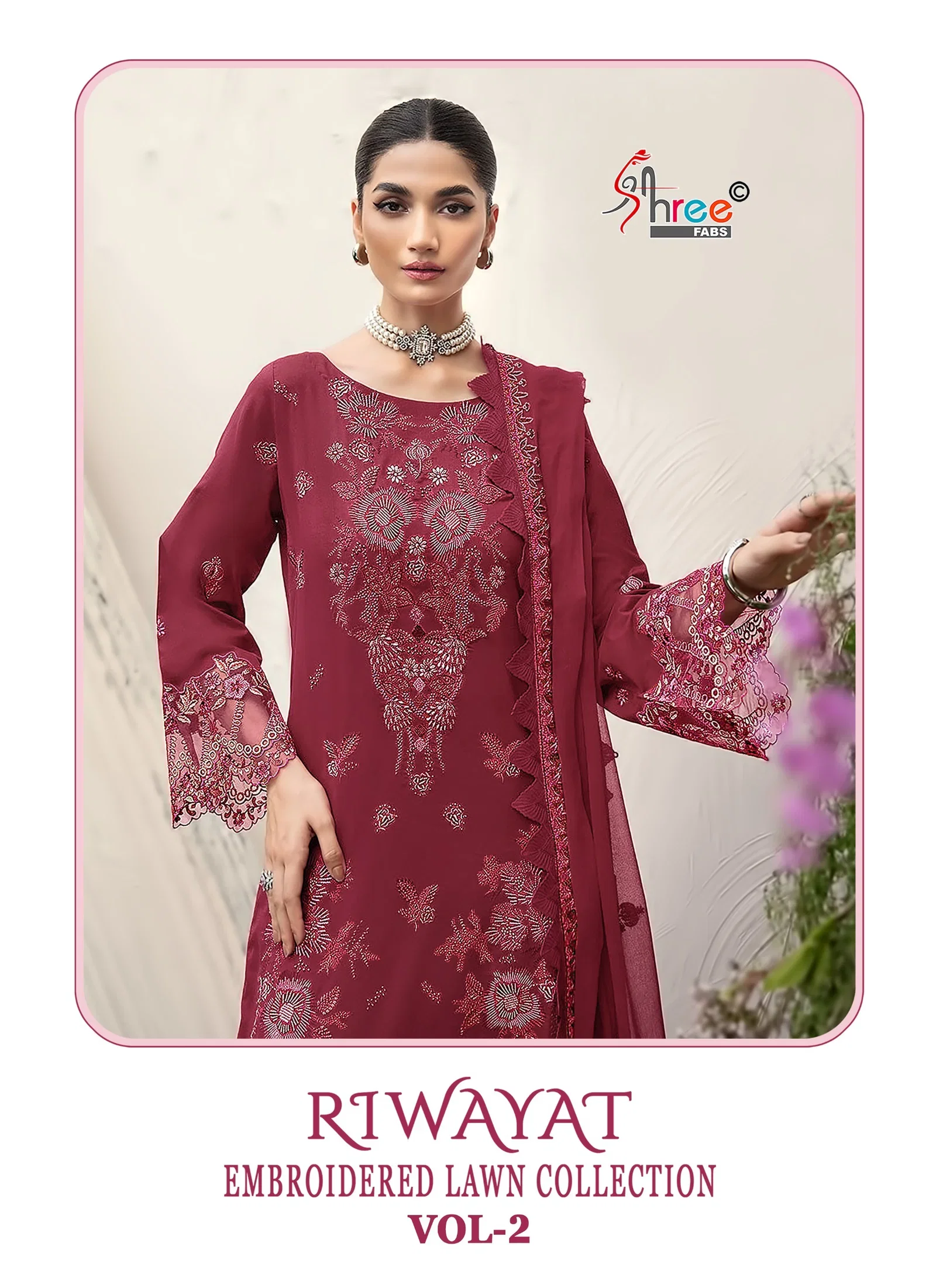 Shree Riwayat Embroidered Lawn Collection Vol 2 Cotton Dupatta Cotton Salwar Suit